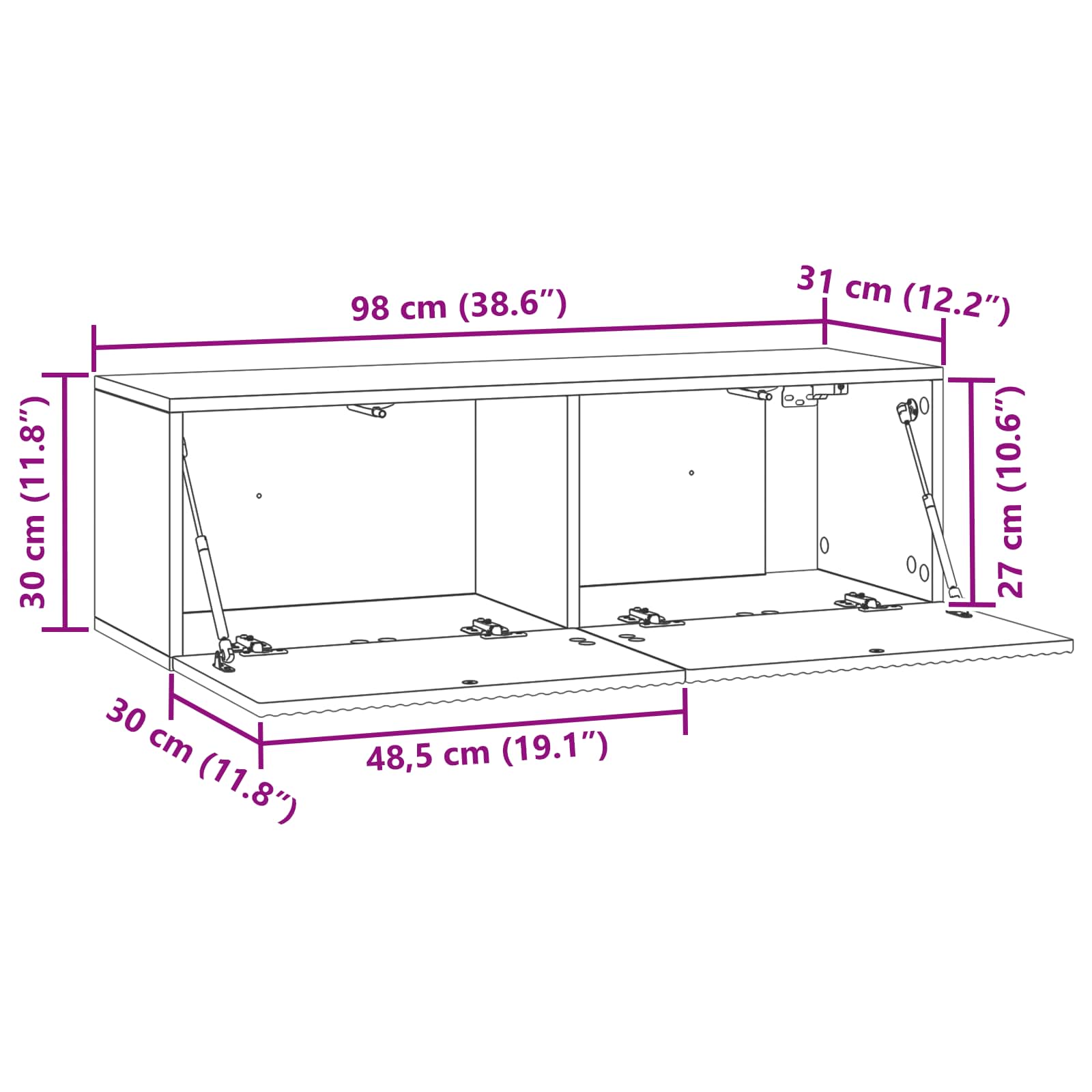 Wall-Mounted TV Cabinet White 98 x 31 x 30 cm Engineered Wood