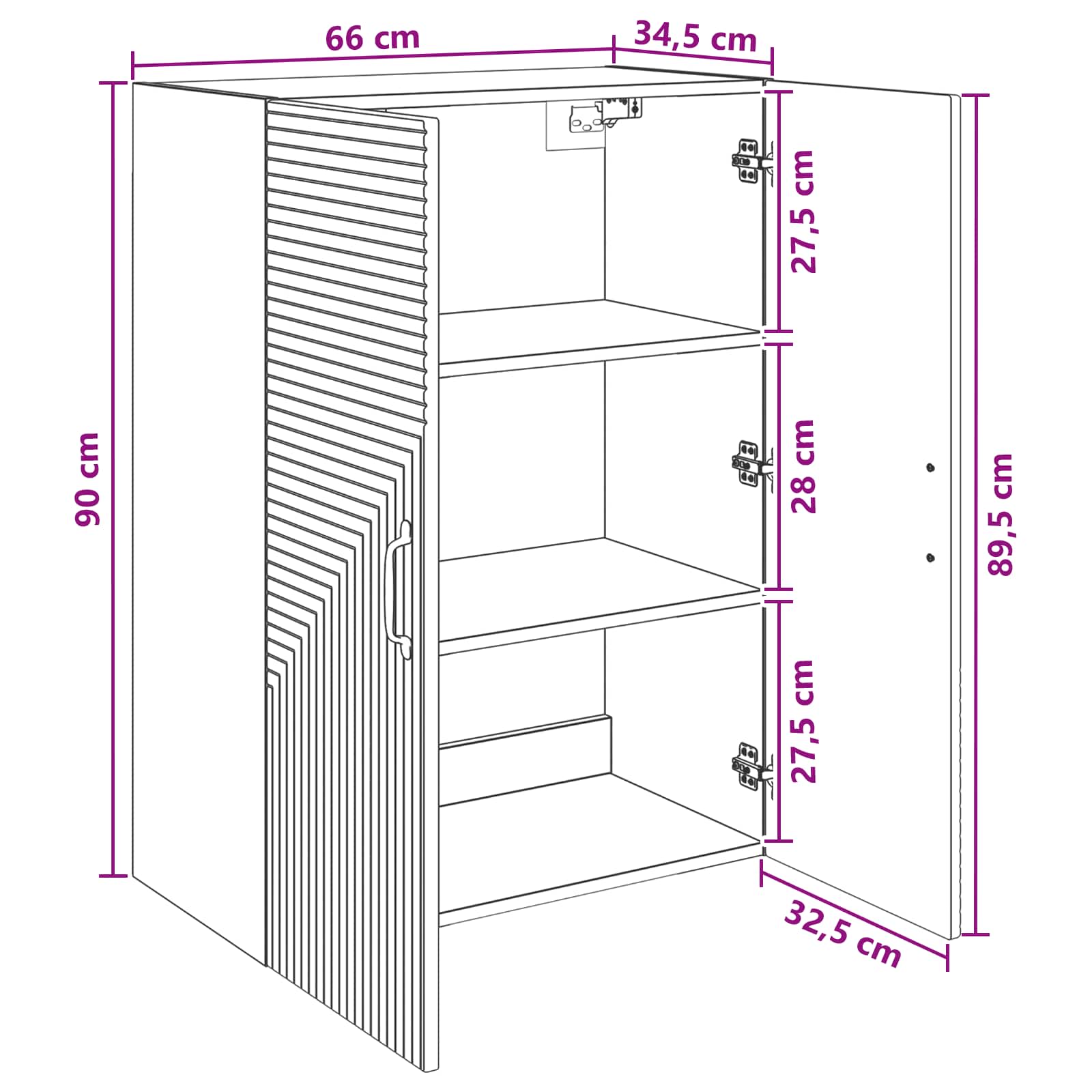 Wall-Mounted Cabinet White 66 x 34.5 x 90 cm Engineered Wood