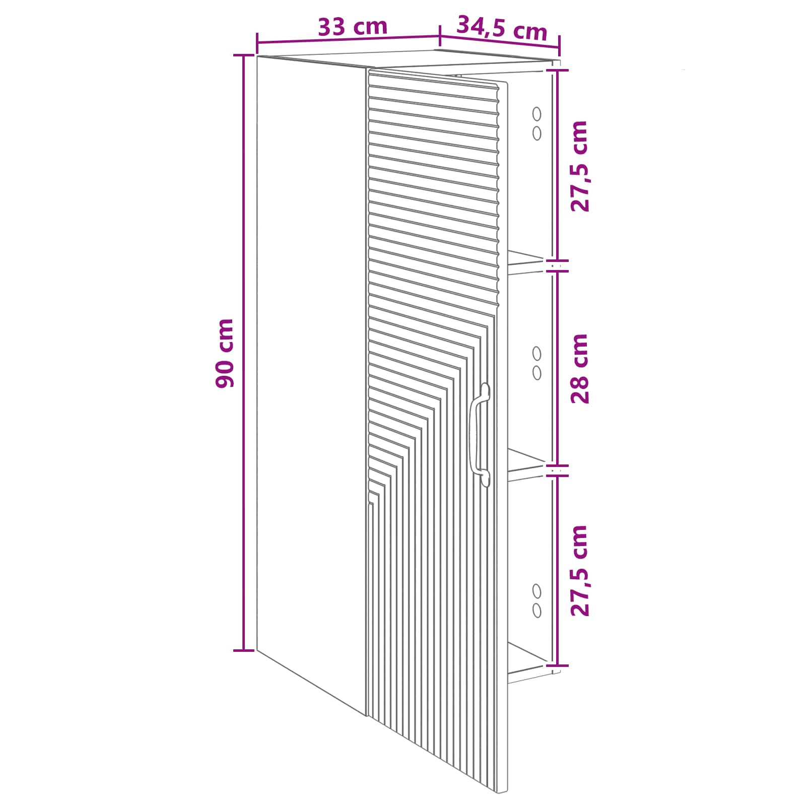 Wall-Mounted Cabinet White 33 x 34.5 x 90 cm Engineered Wood