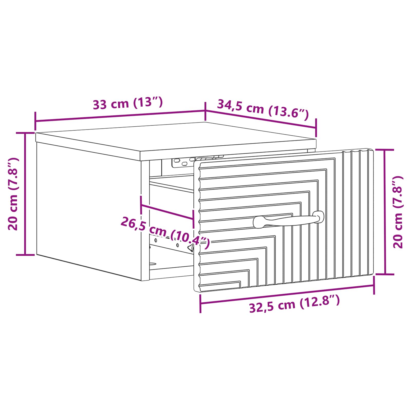 Wall-Mounted Bedside Cabinet White 34.5 x 33 x 20 cm