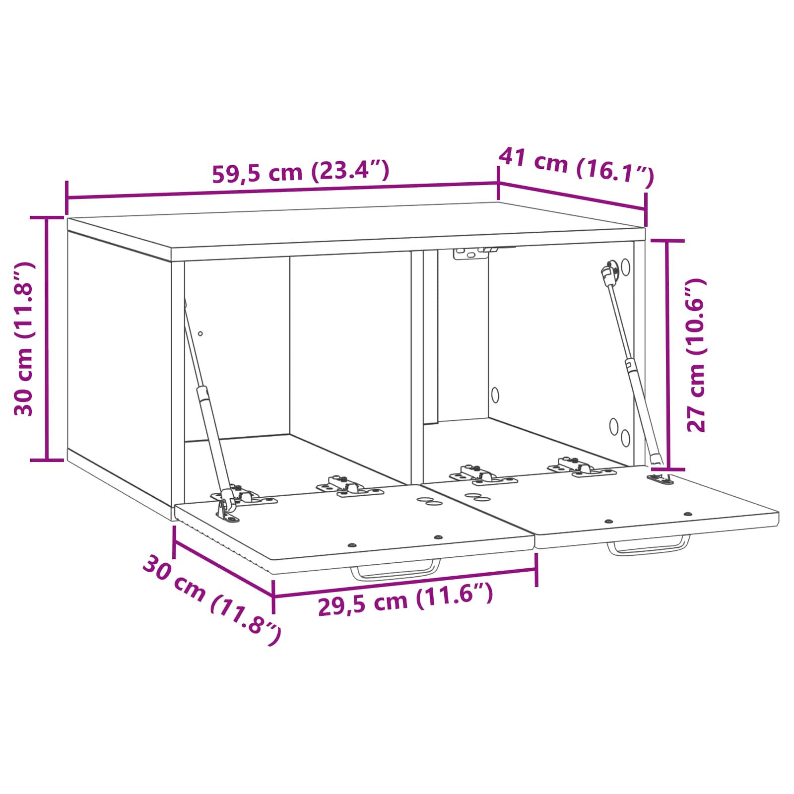 Wall-Mounted TV Cabinet White 59.5 x 41 x 30 cm Engineered Wood