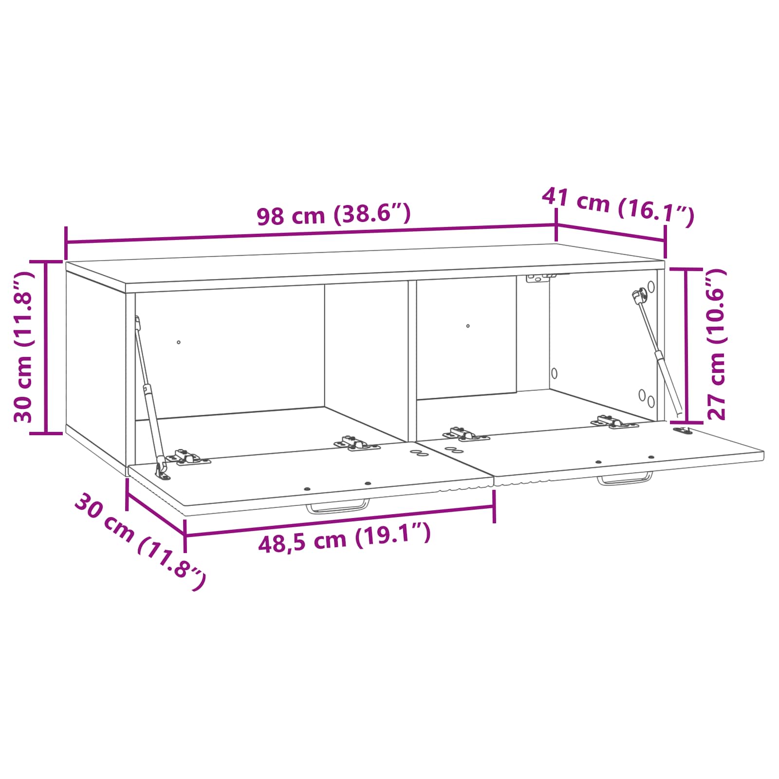 Wall-Mounted TV Cabinet White 98 x 41 x 30 cm Engineered Wood
