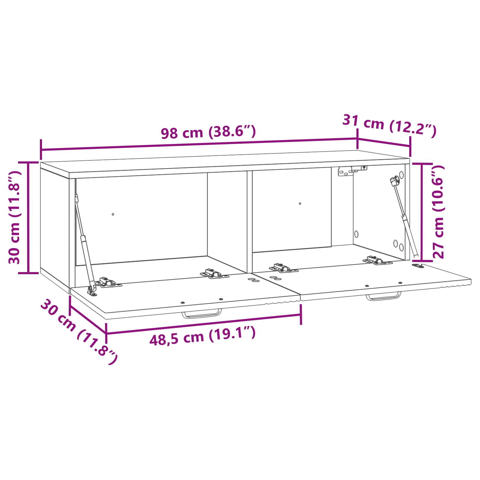 Wall-Mounted TV Cabinet White 98 x 31 x 30 cm Engineered Wood
