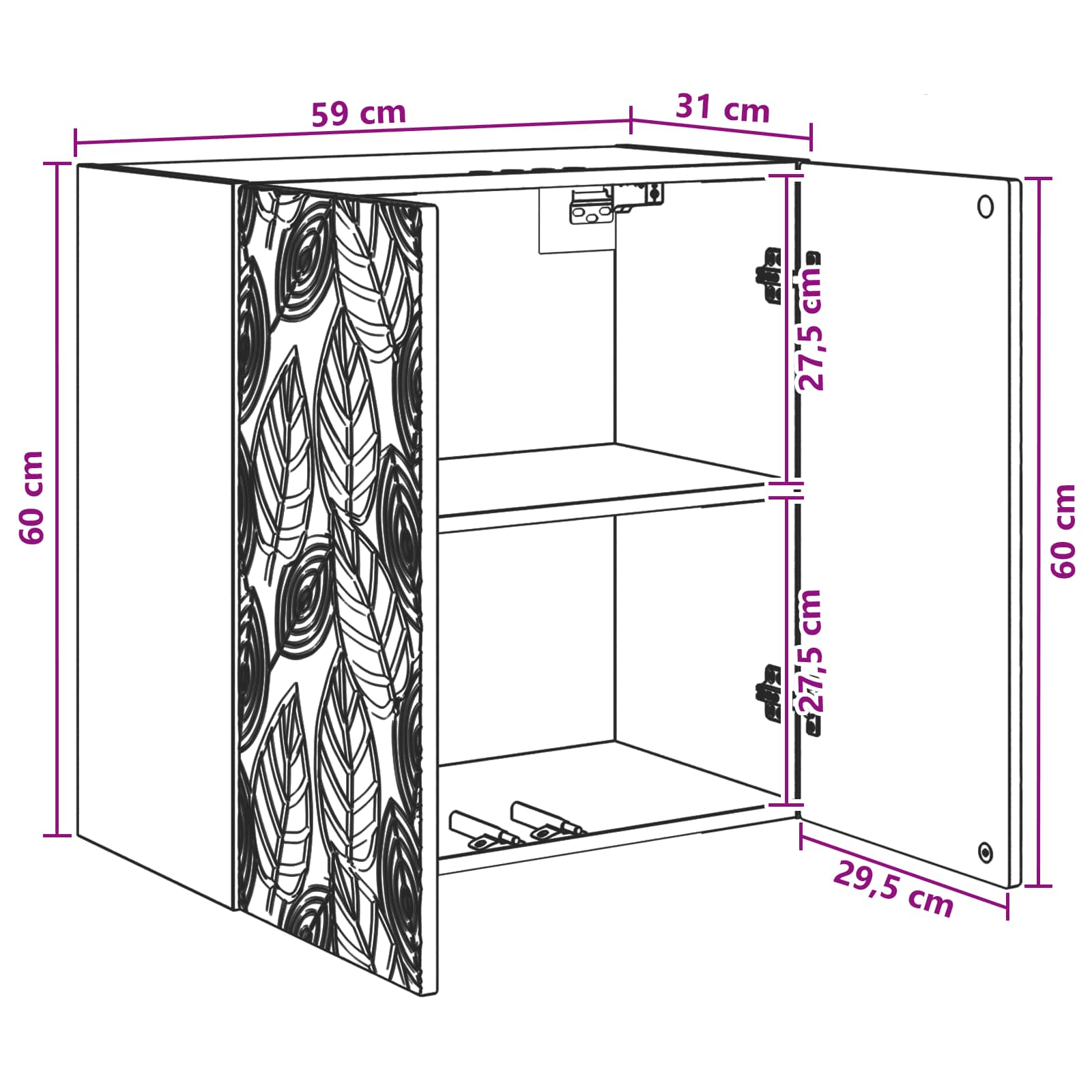 Wall-Mounted Cabinet White 59 x 31 x 60 cm Engineered Wood
