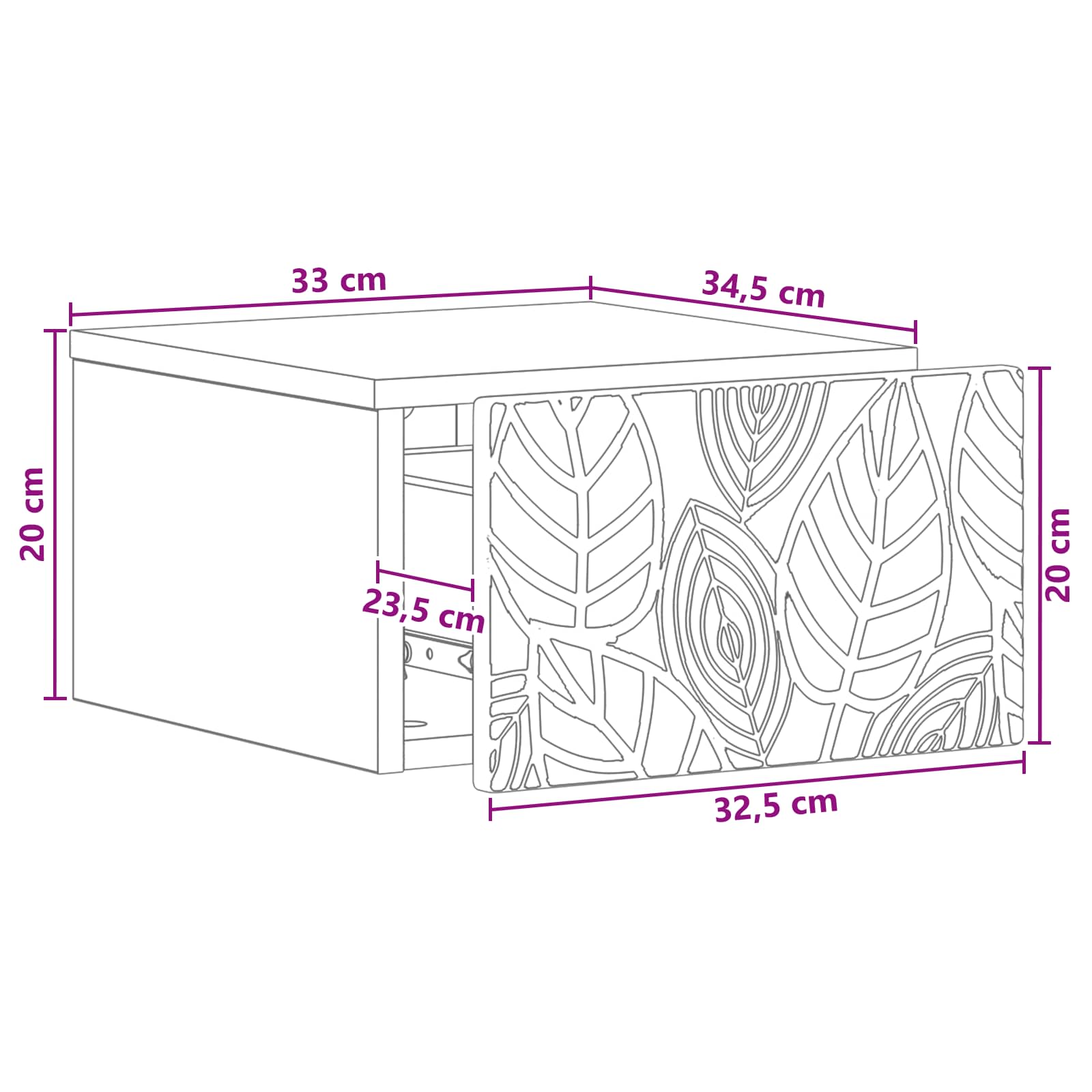 Wall-Mounted Side Table White 34.5 x 33 x 20 cm Engineered Wood