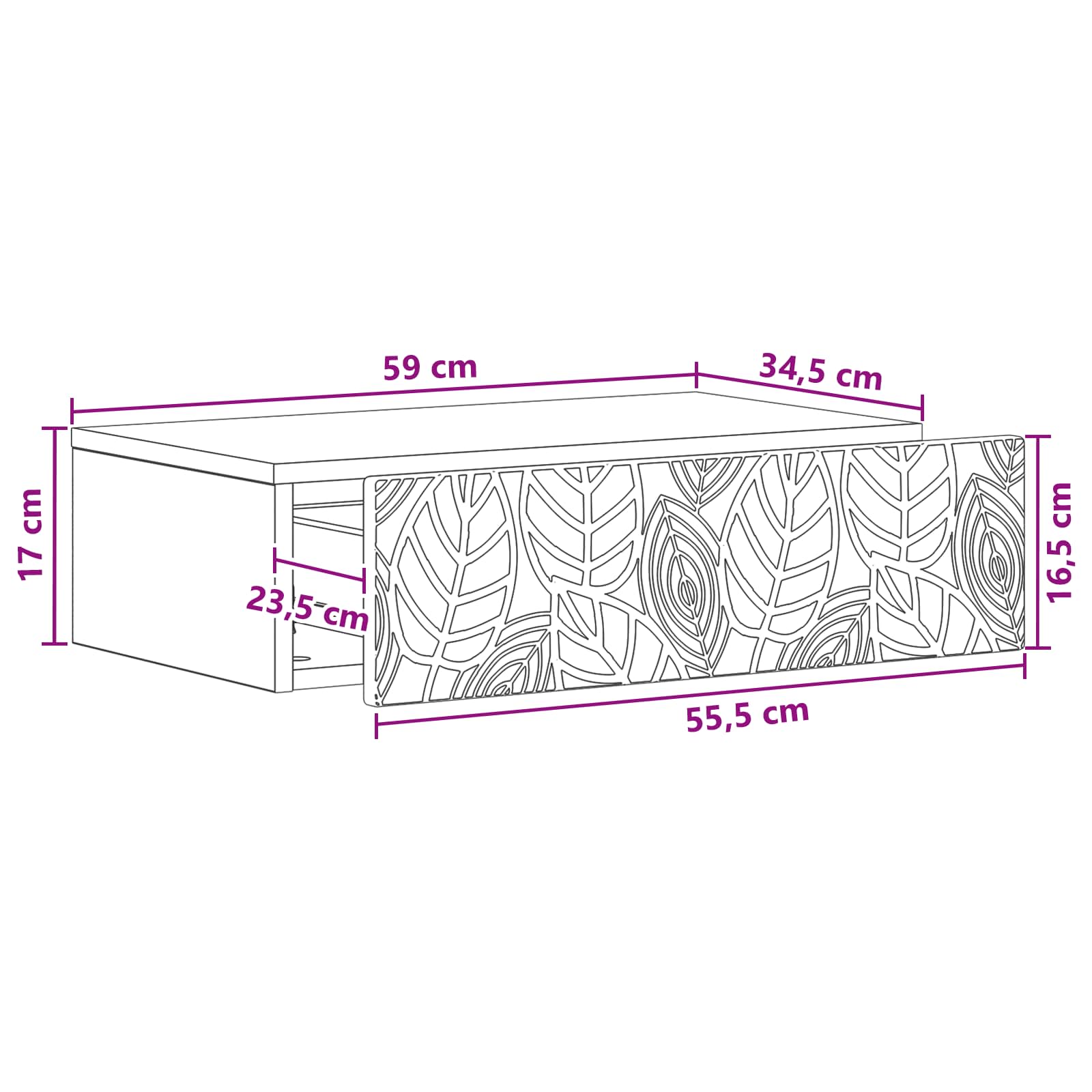 Wall-Mounted Side Table White 59 x 34.5 x 17 cm Engineered Wood