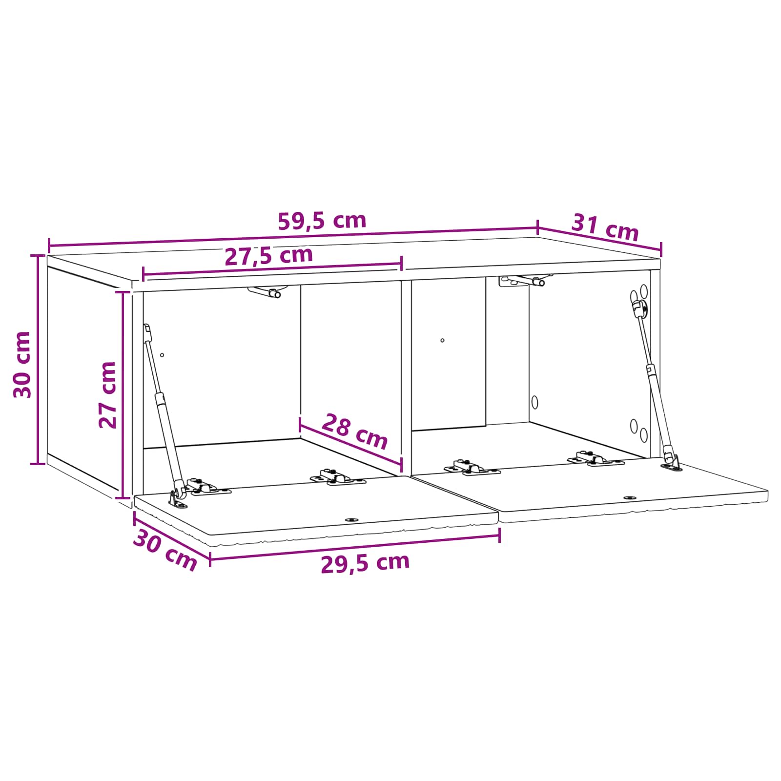 Wall-Mounted TV Cabinet 59.5 x 31 cm White Engineered Wood