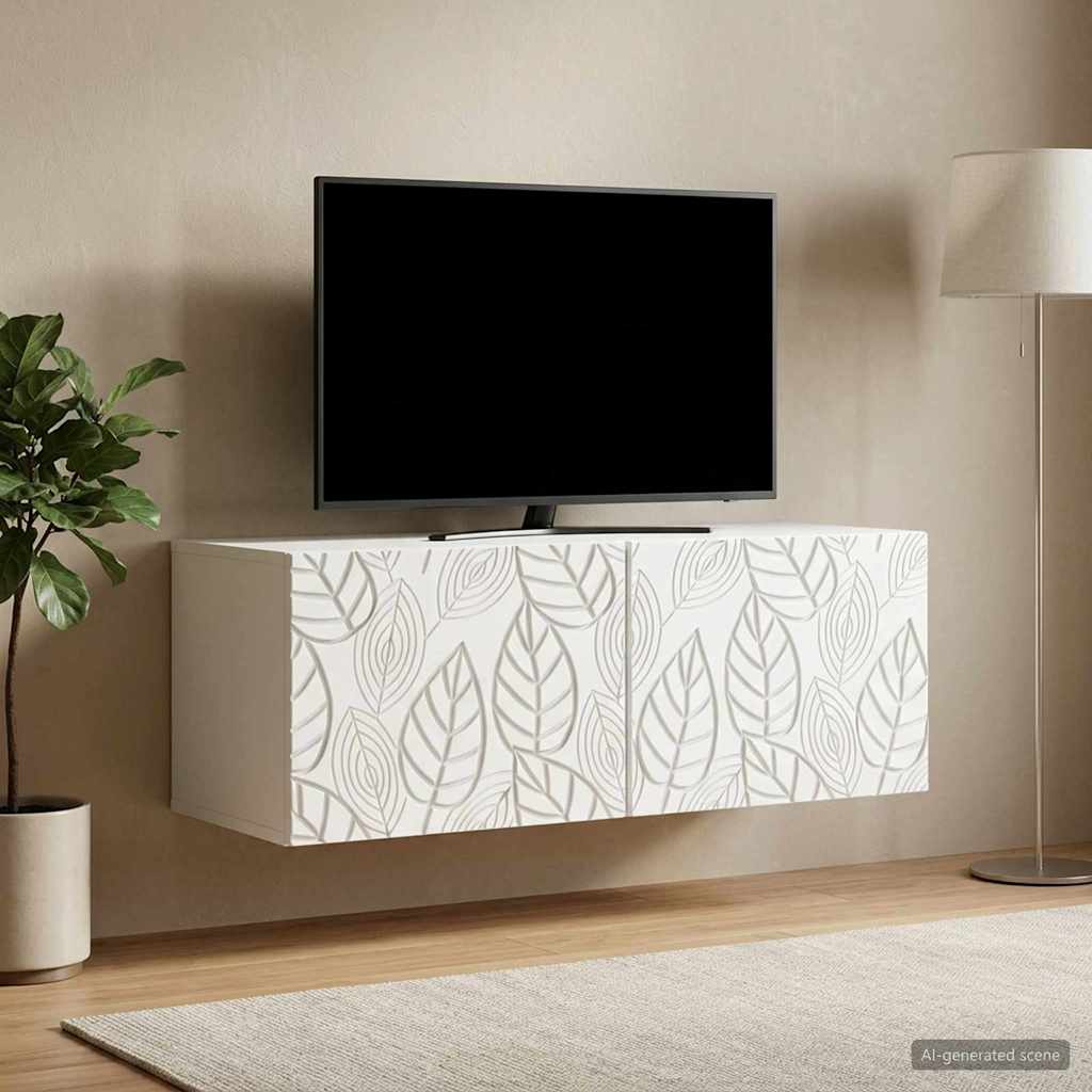 Wall-Mounted TV Cabinet 98 x 31 cm White Engineered Wood
