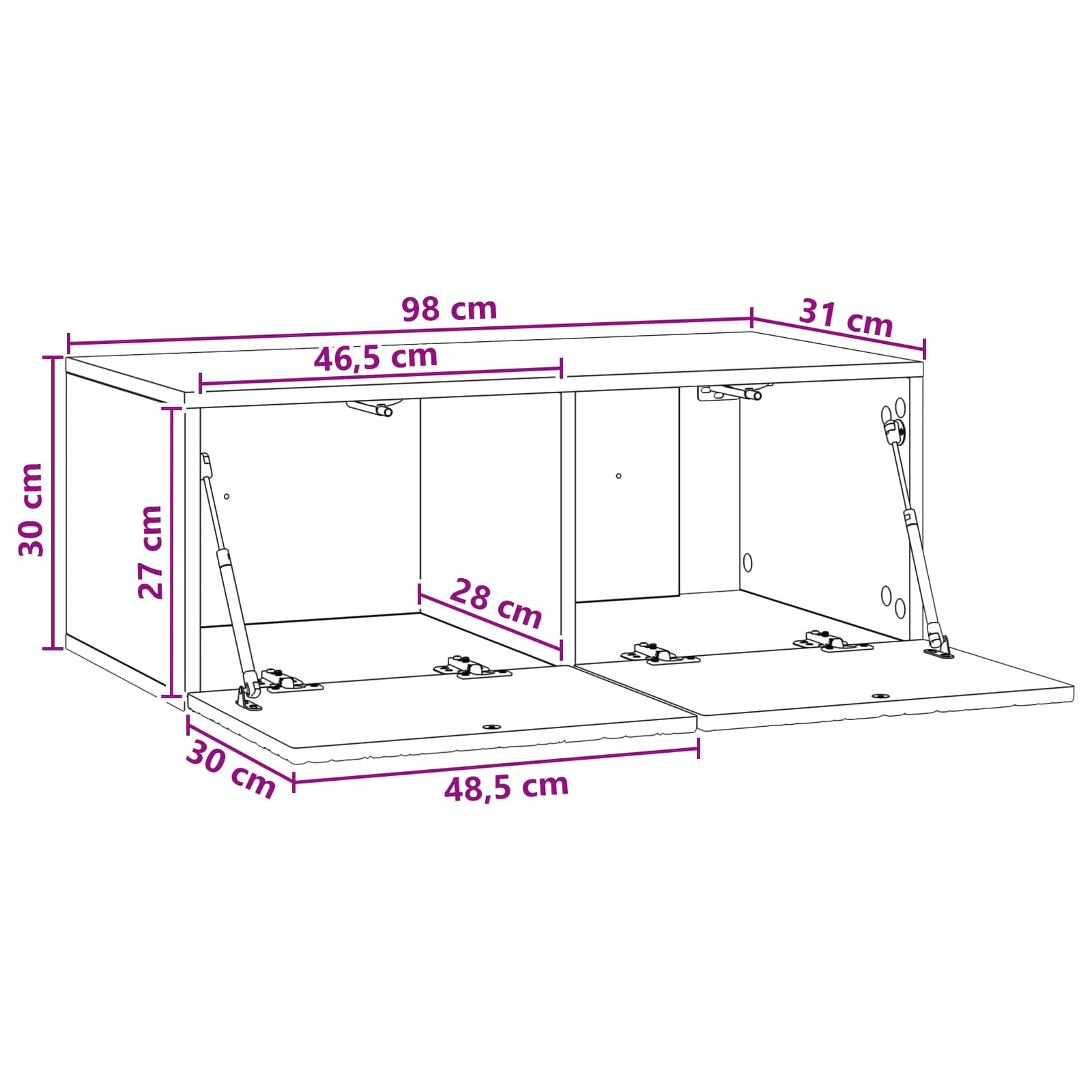 Wall-Mounted TV Cabinet 98 x 31 cm White Engineered Wood