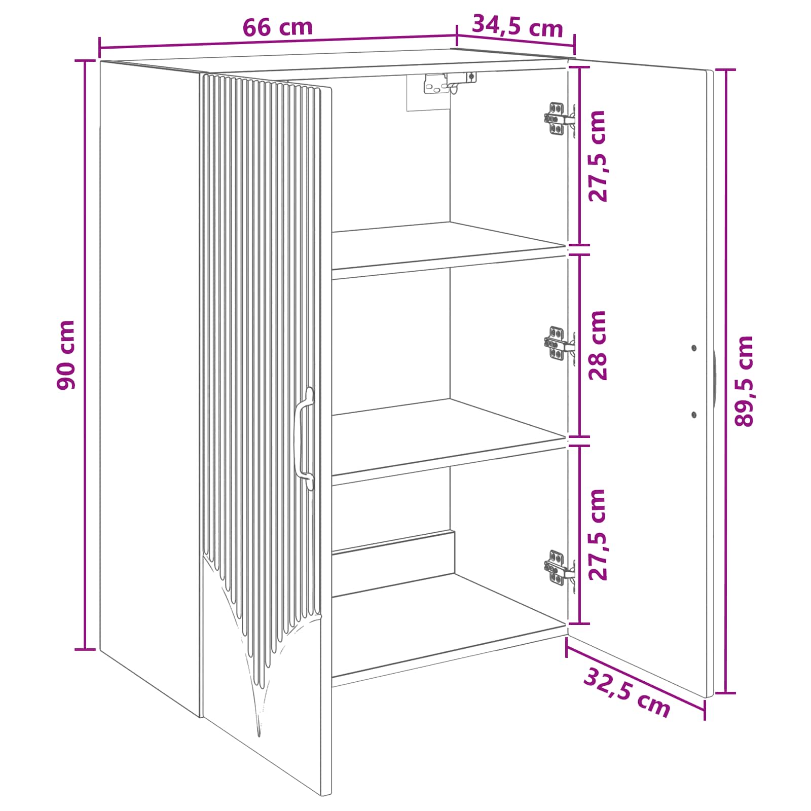 Wall-Mounted Cabinet White 66 x 34.5 x 90 cm Engineered Wood