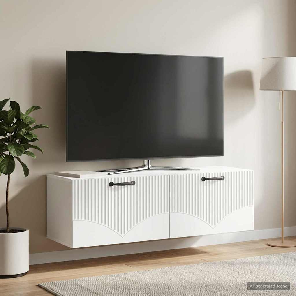 Wall-Mounted TV Cabinet White 98 x 31 x 30 cm Engineered Wood