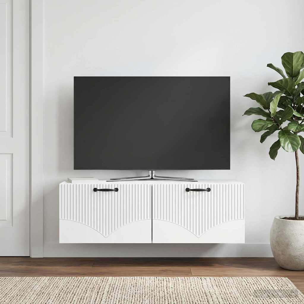 Wall-Mounted TV Cabinet White 98 x 31 x 30 cm Engineered Wood