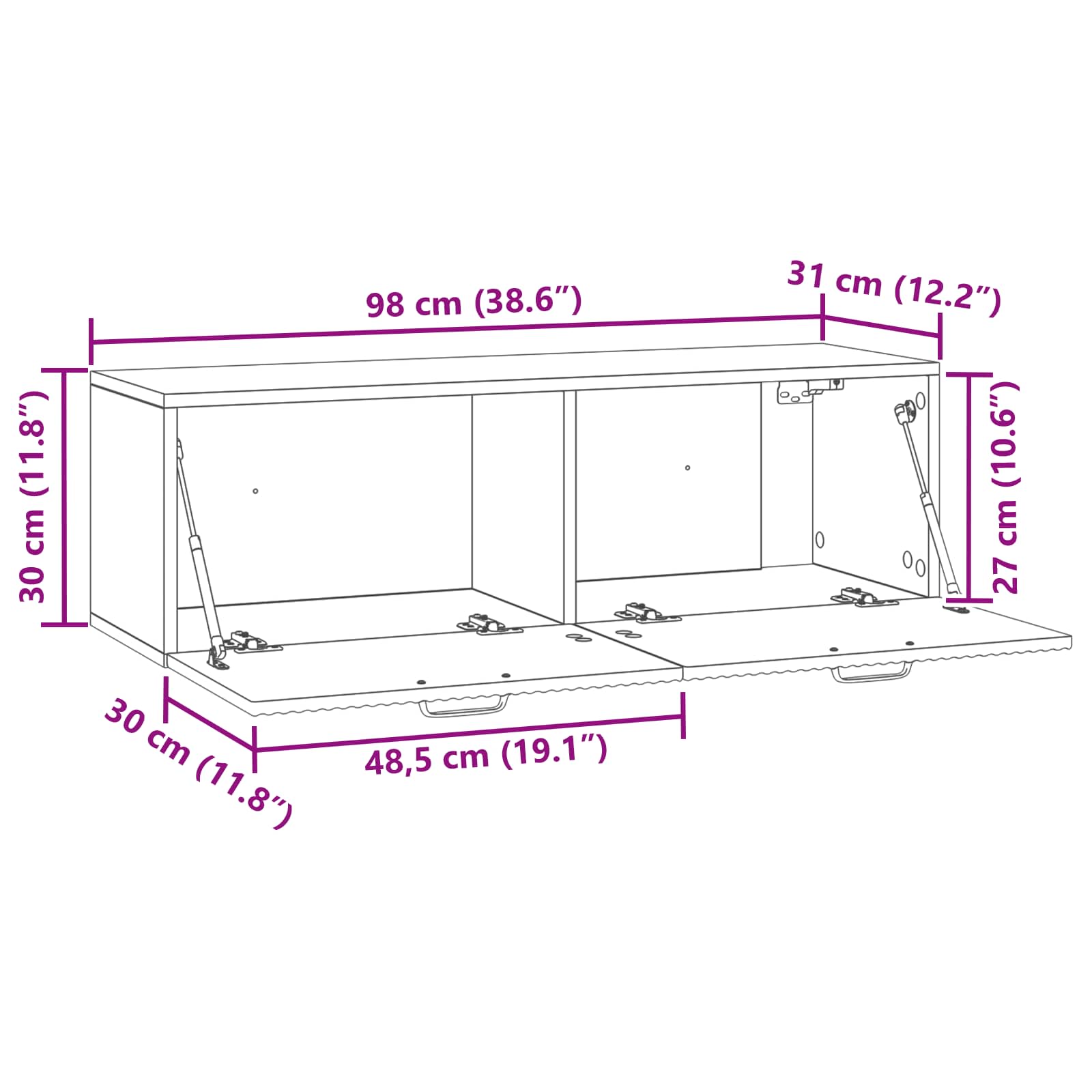 Wall-Mounted TV Cabinet White 98 x 31 x 30 cm Engineered Wood
