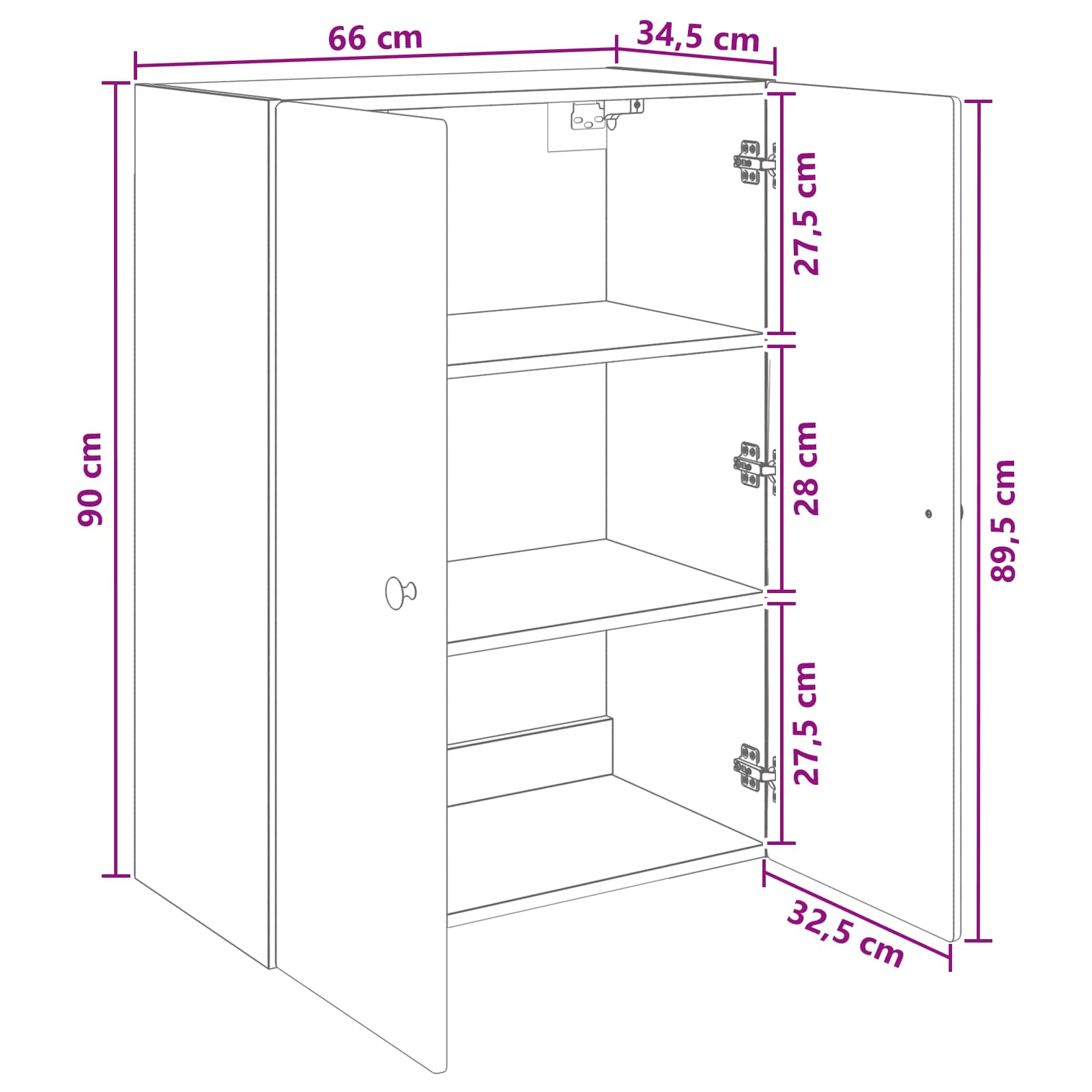 Wall-Mounted Cabinet White 66 x 34.5 x 90 cm Engineered Wood
