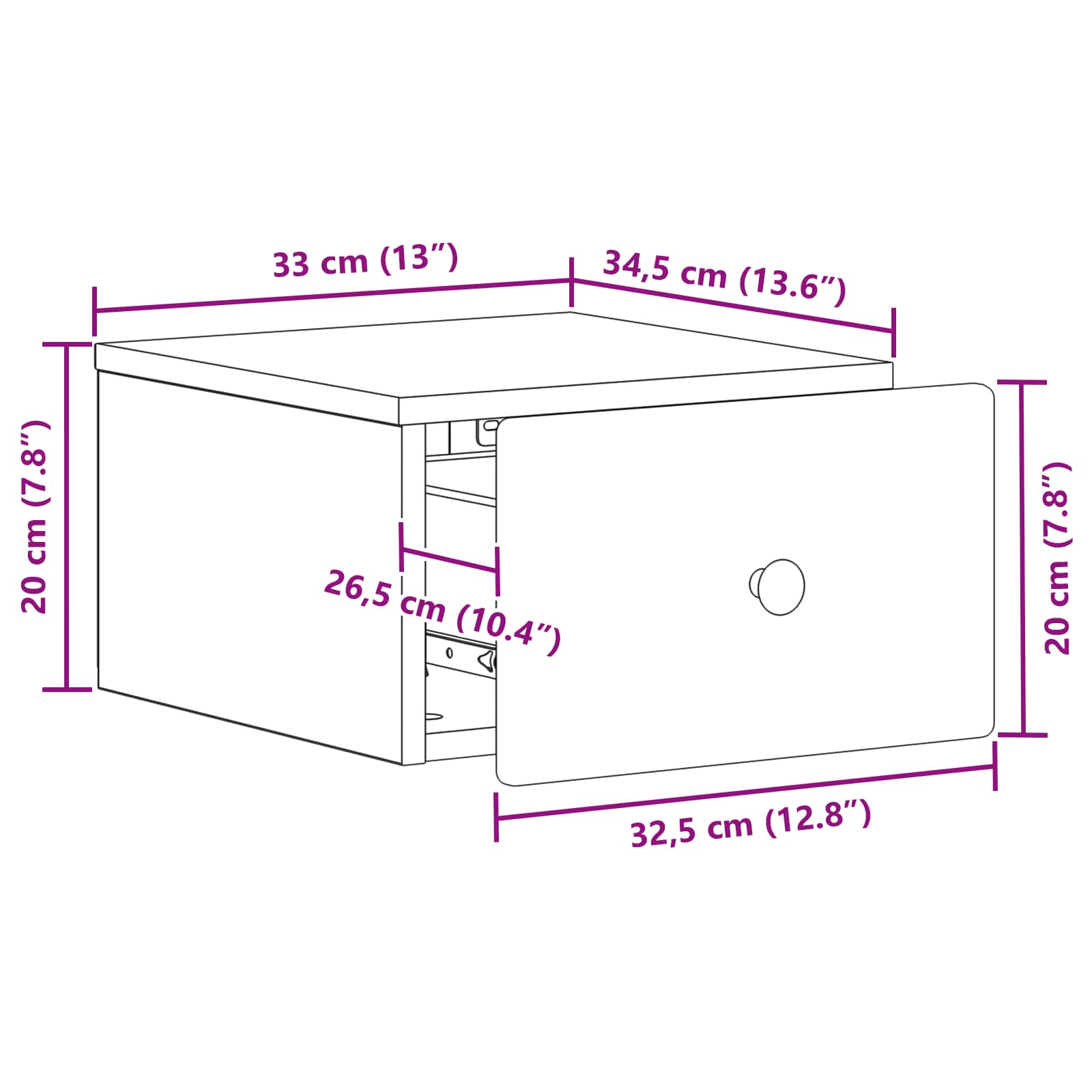 Wall-Mounted Bedside Cabinet White 34.5 x 33 x 20 cm