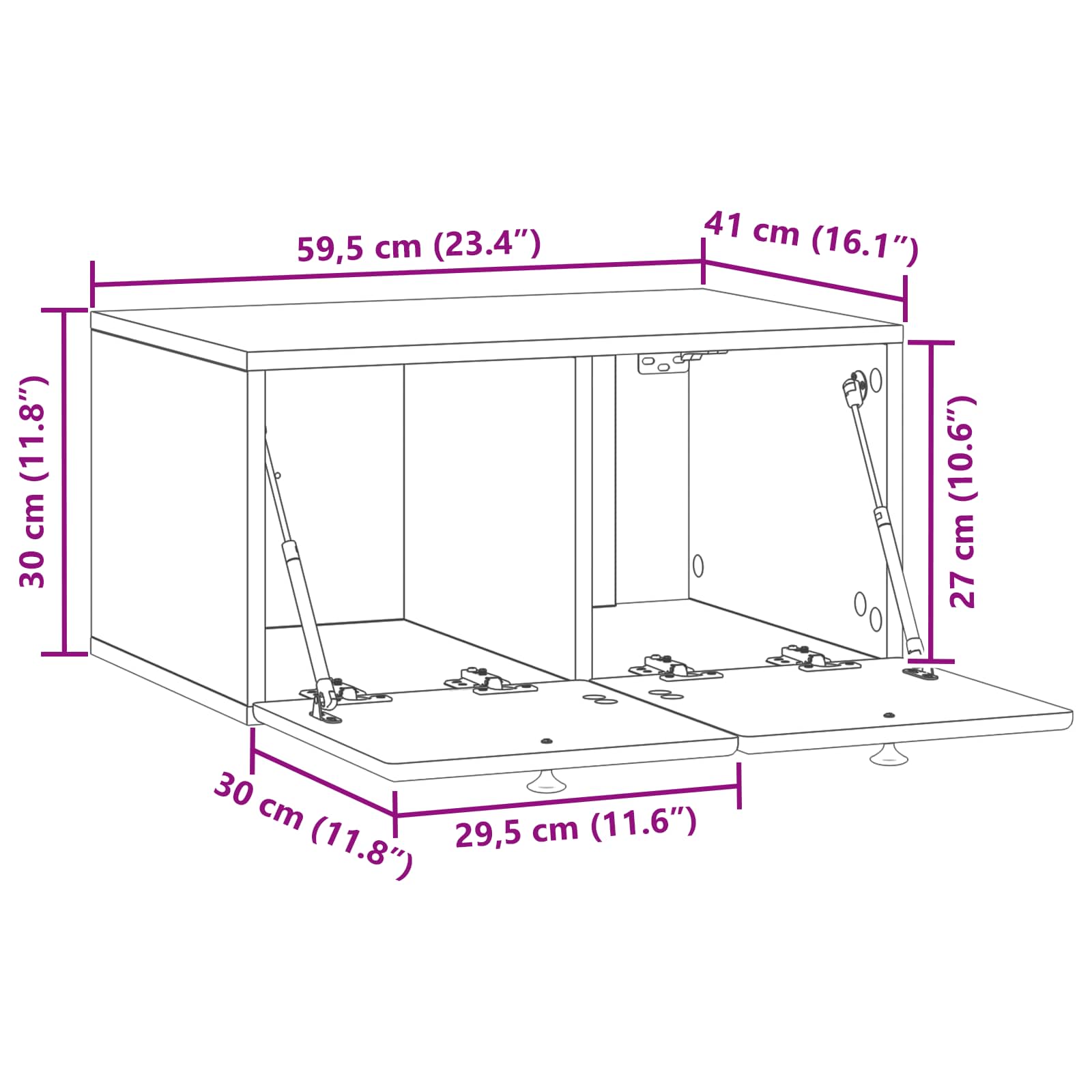 Wall-Mounted TV Cabinet 59.5 x 41 x 30 cm White Engineered Wood