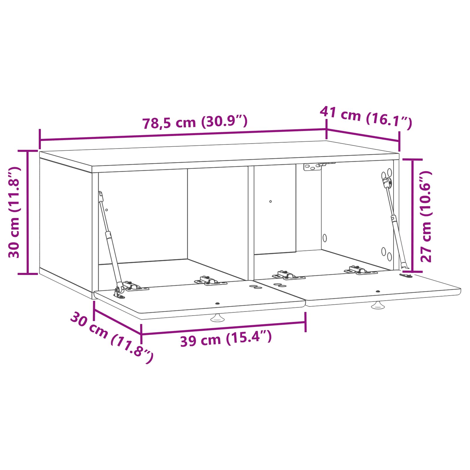 Wall-Mounted TV Cabinet 78.5 x 41 x 30 cm White Engineered Wood