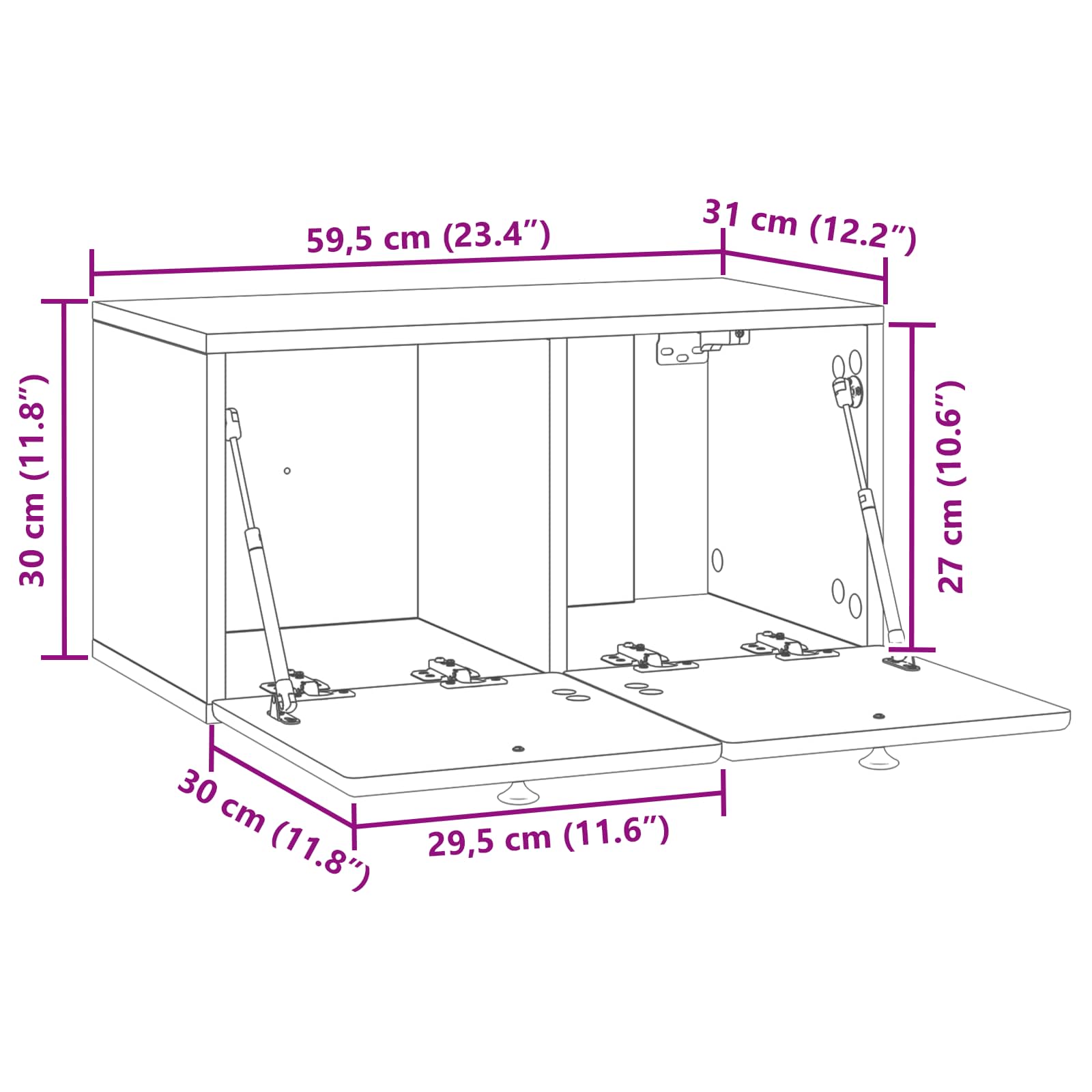 Wall-Mounted TV Cabinet 59.5 x 31 x 30 cm White Engineered Wood