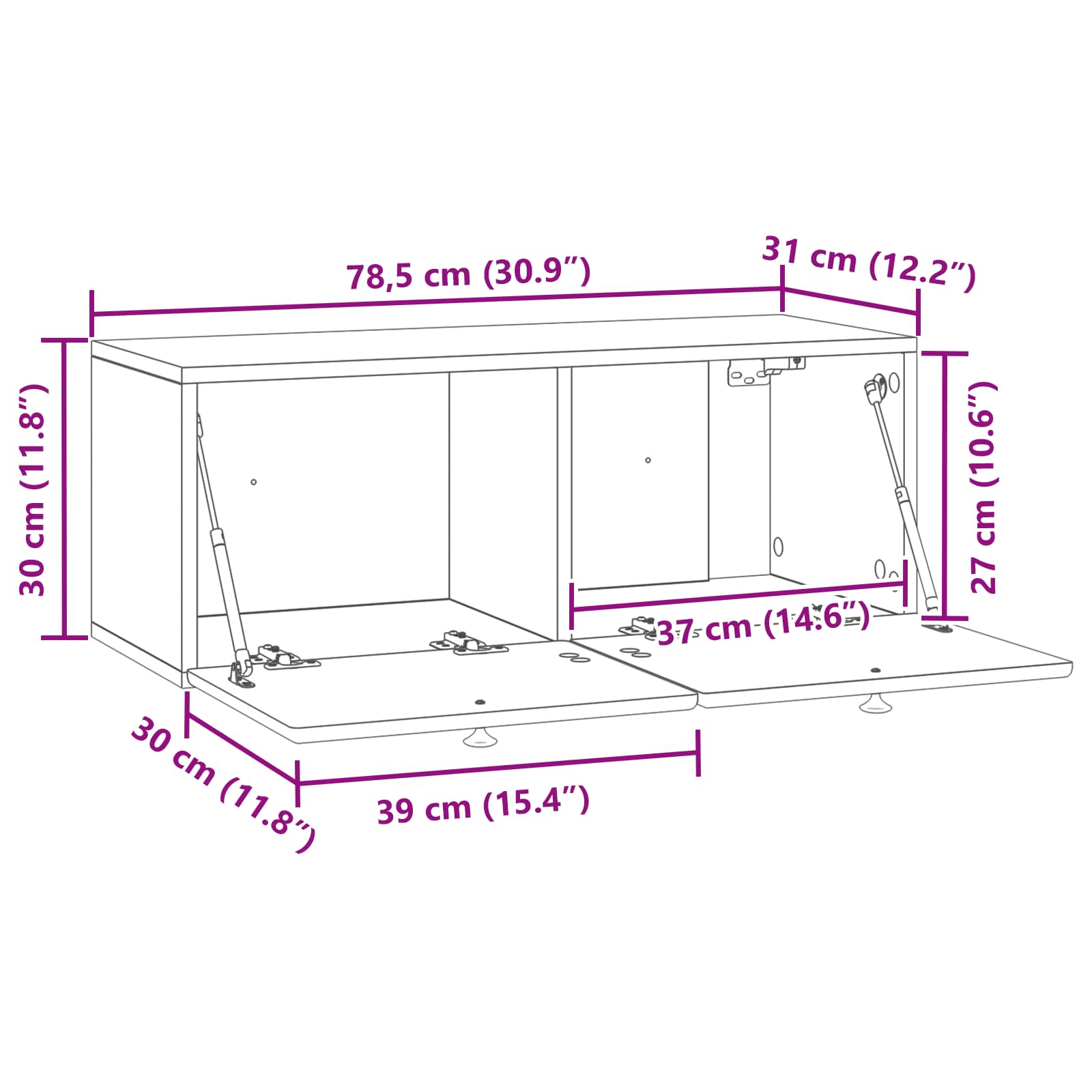 Wall-Mounted TV Cabinet 78.5 x 31 x 30 cm White Engineered Wood