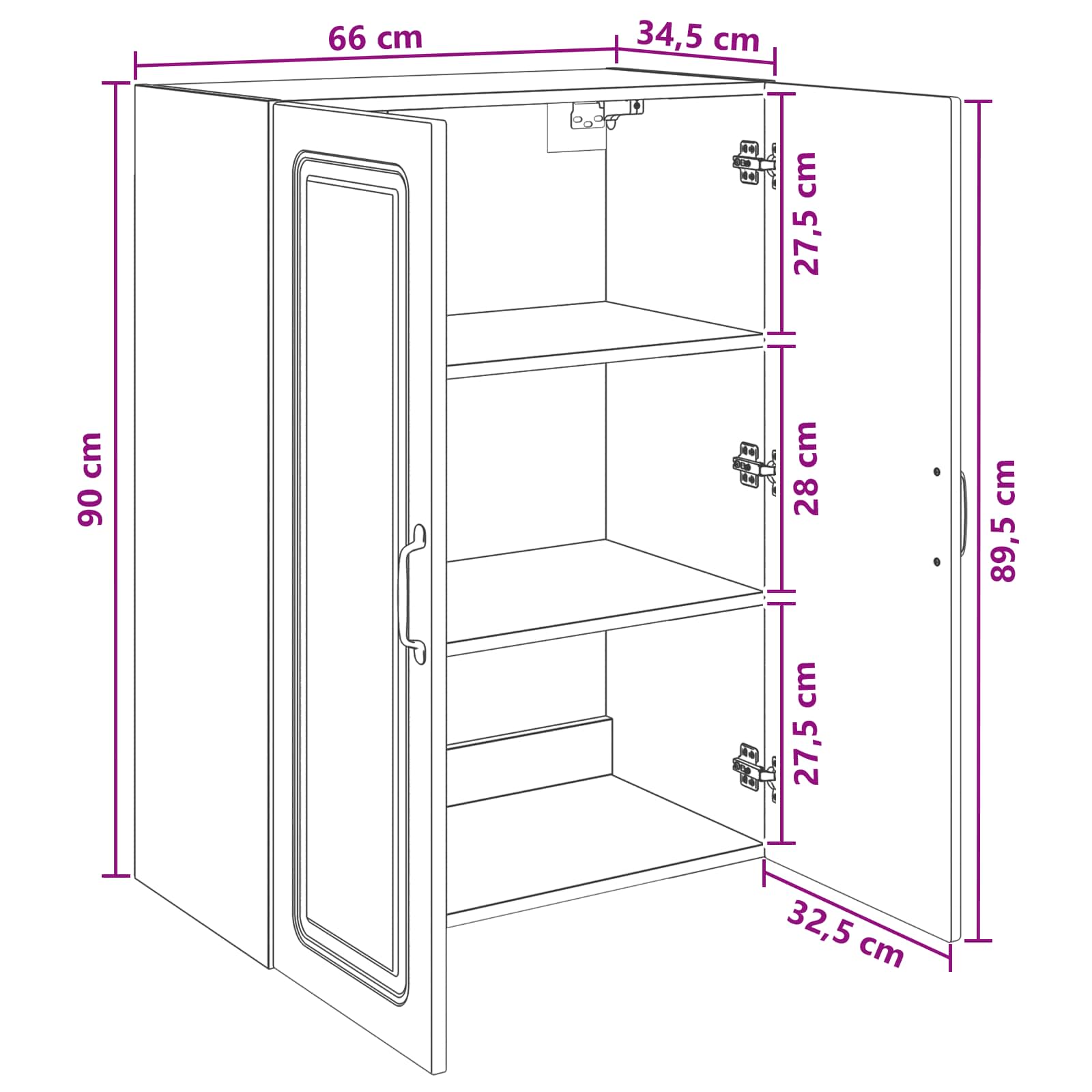 Wall-Mounted Cabinet 66 x 34.5 x 90 cm Engineered Wood White