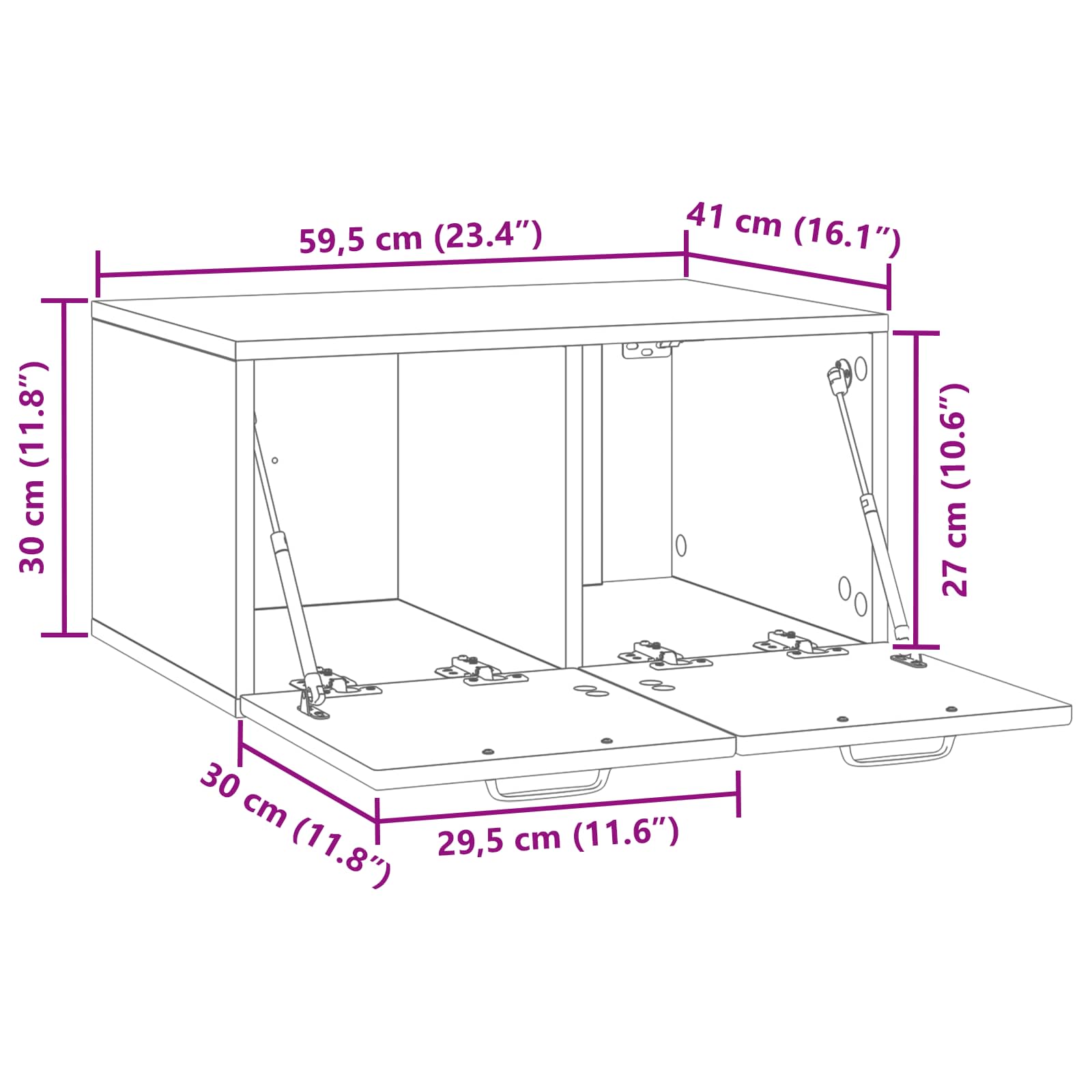 Wall-Mounted TV Cabinet White 59.5 x 41 x 30 cm Engineered Wood