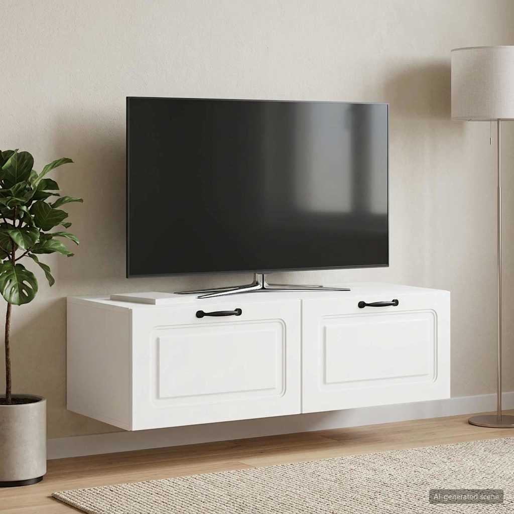 Wall-Mounted TV Cabinet White 98 x 41 x 30 cm Engineered Wood