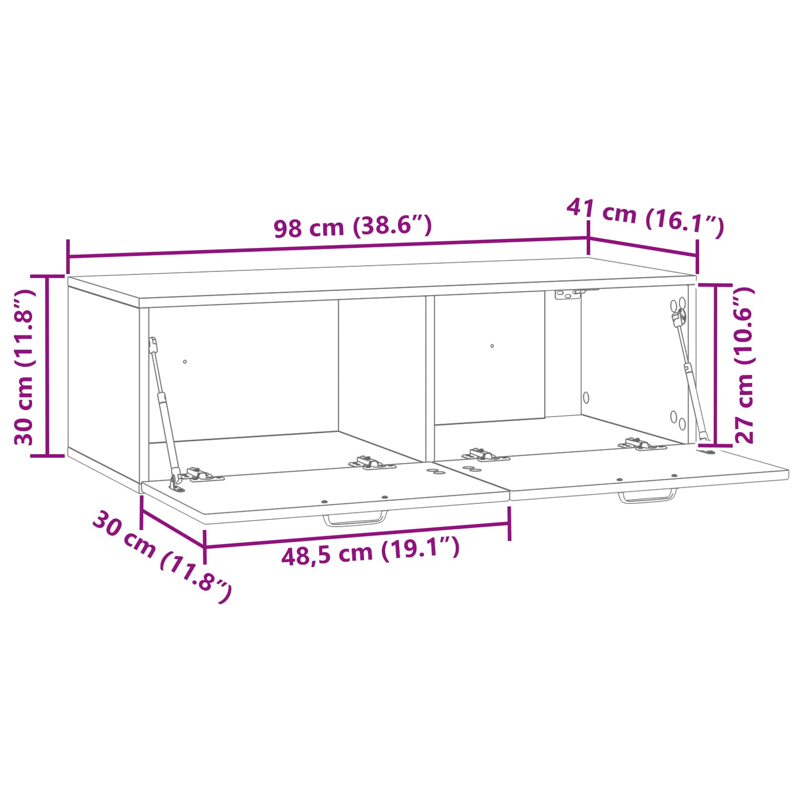 Wall-Mounted TV Cabinet White 98 x 41 x 30 cm Engineered Wood