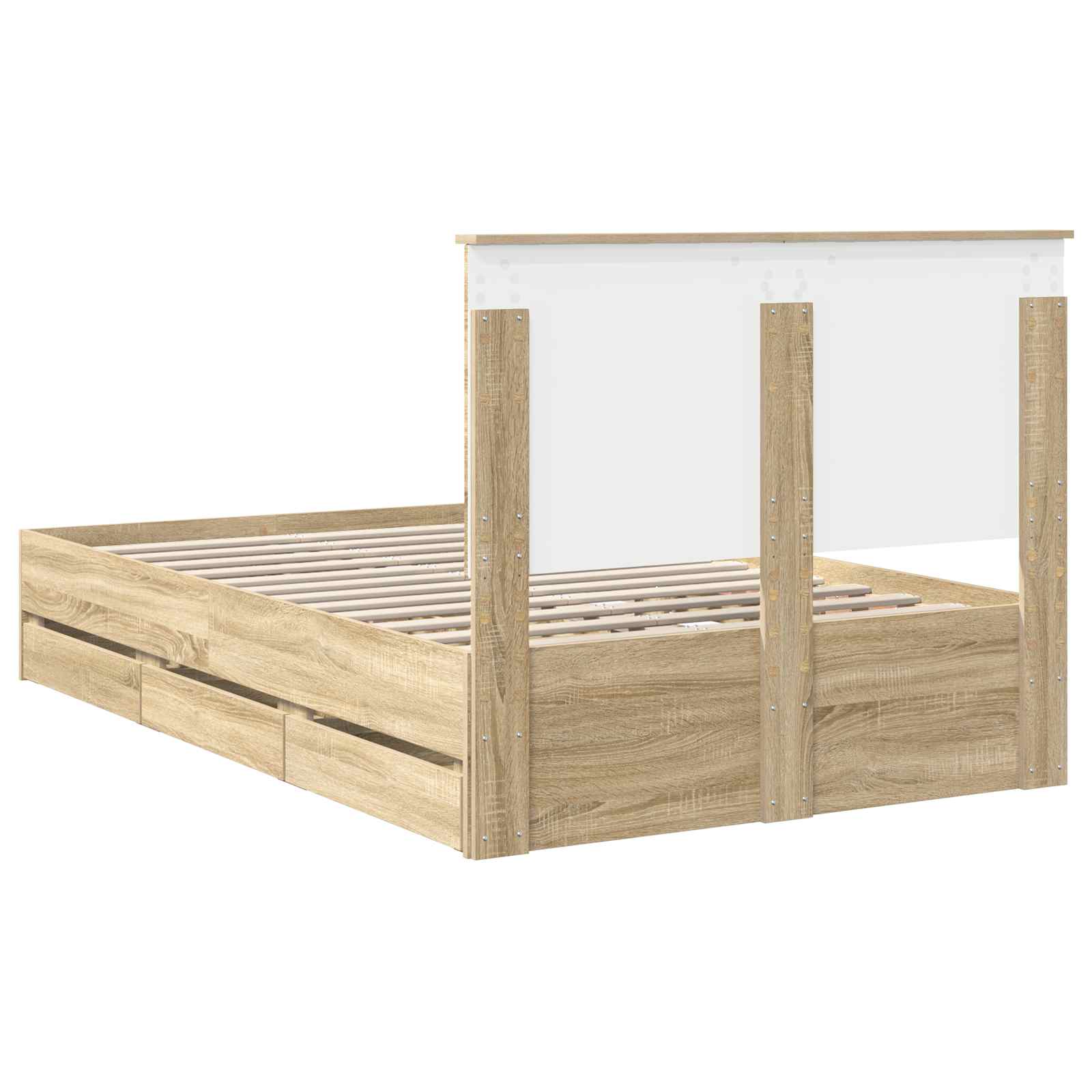 Bed Frame with Drawer Sonoma Oak 135 x 190 cm Engineered Wood