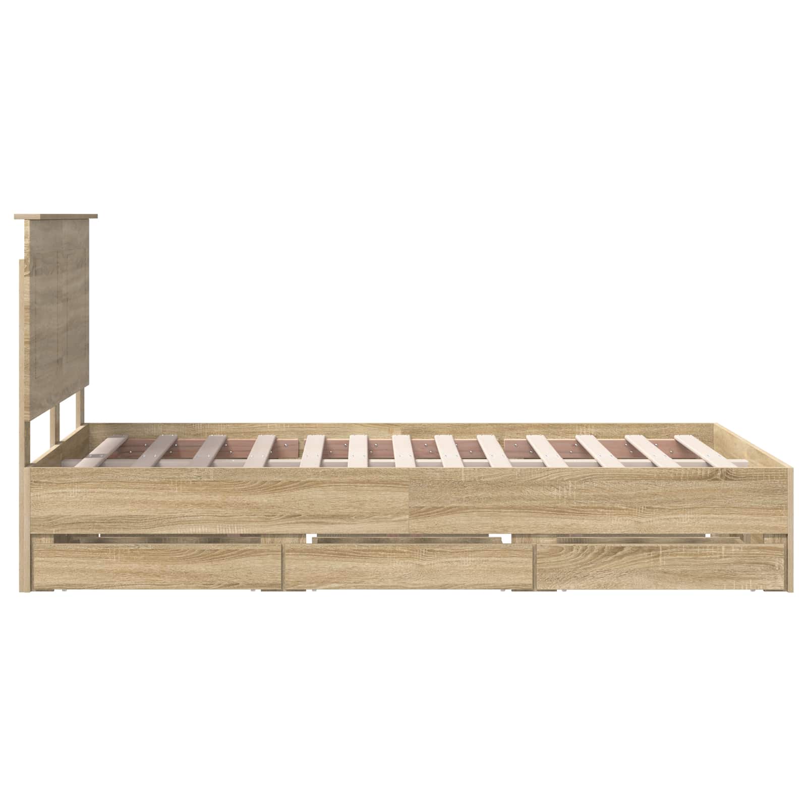 Bed Frame with Drawer Sonoma Oak 135 x 190 cm Engineered Wood