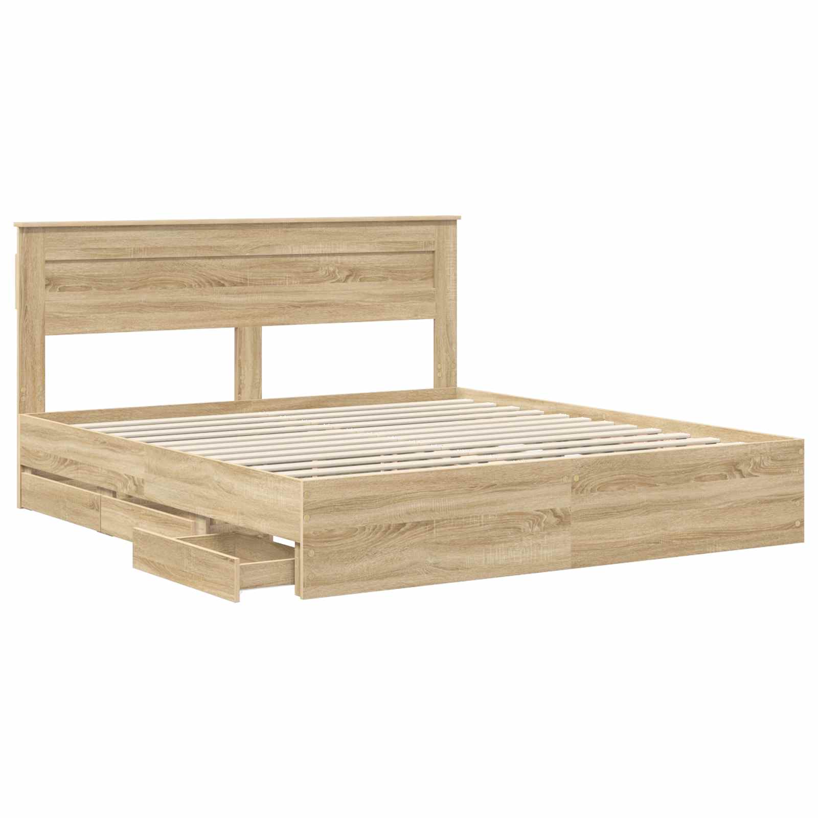 Bed Frame with Drawer Sonoma Oak 180 x 200 cm Engineered Wood