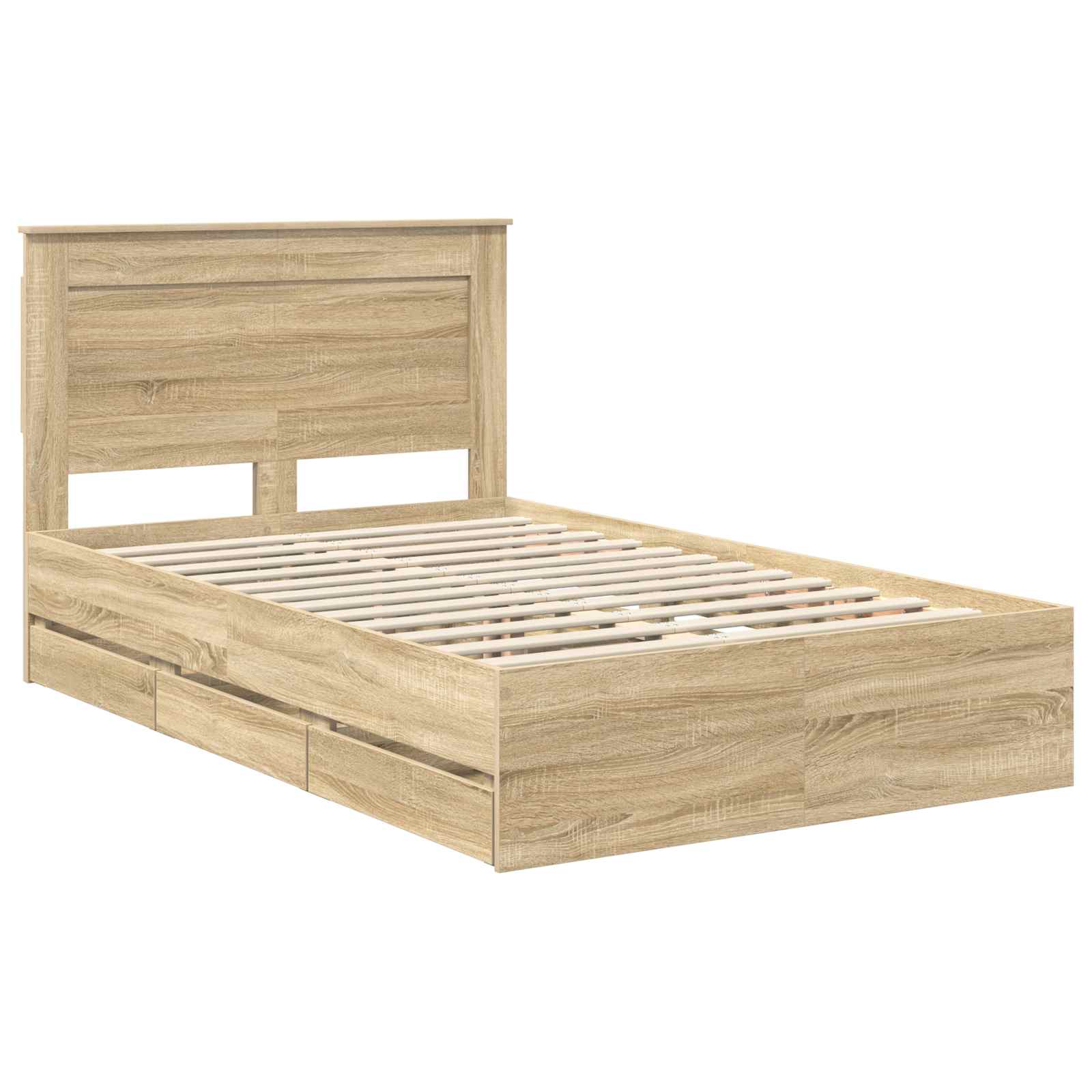 Bed Frame with Drawer Sonoma Oak 135 x 190 cm Engineered Wood