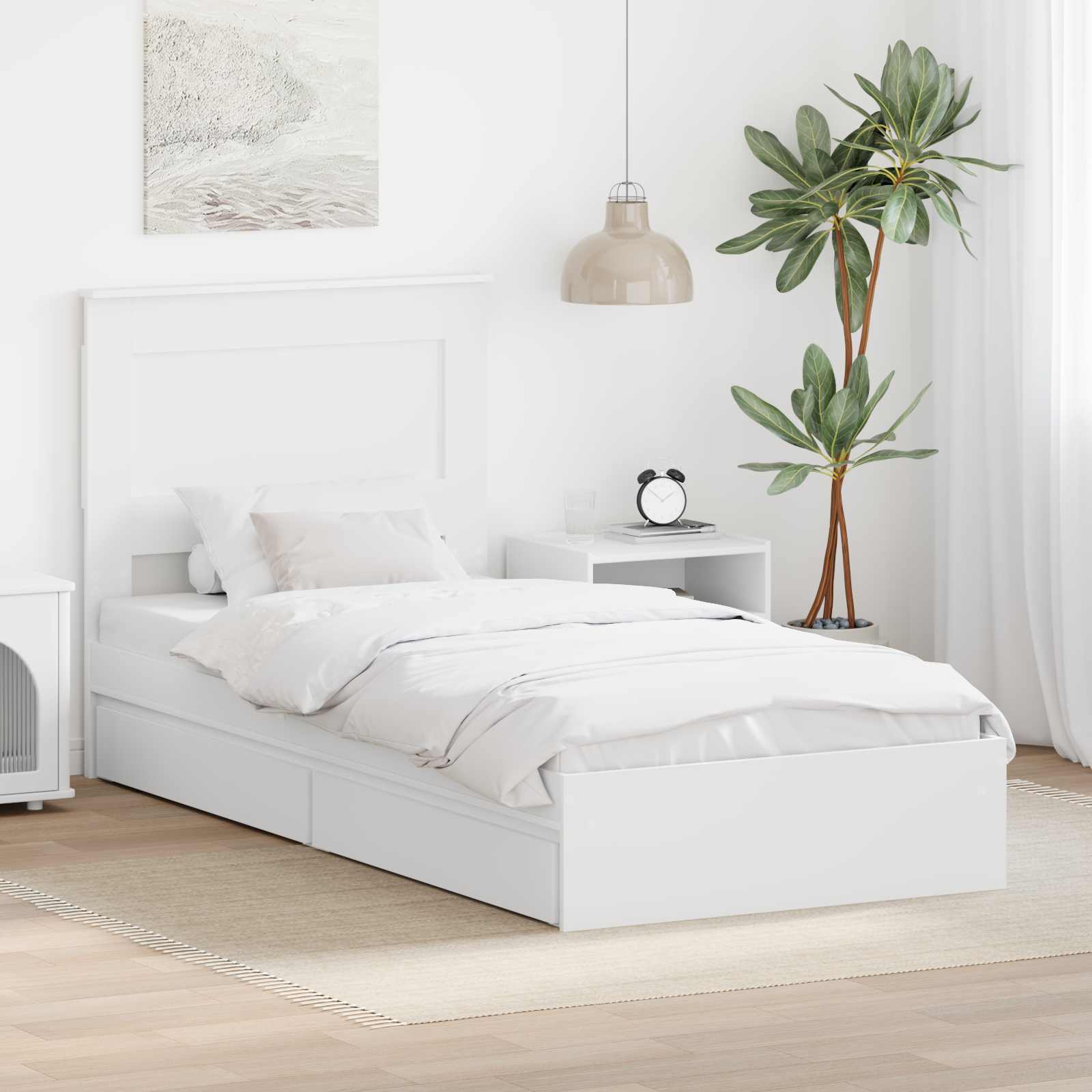 Storage Bed with Drawer White 90 x 190 cm Engineered Wood
