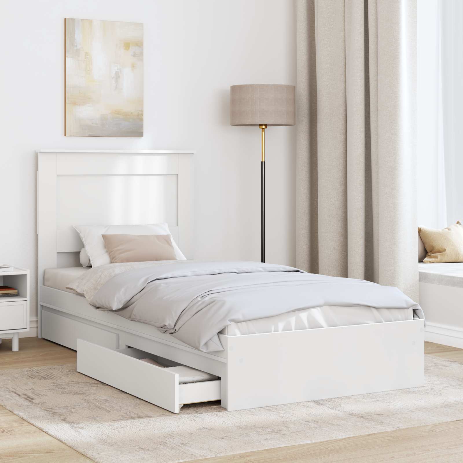 Storage Bed with Drawer White 90 x 190 cm Engineered Wood
