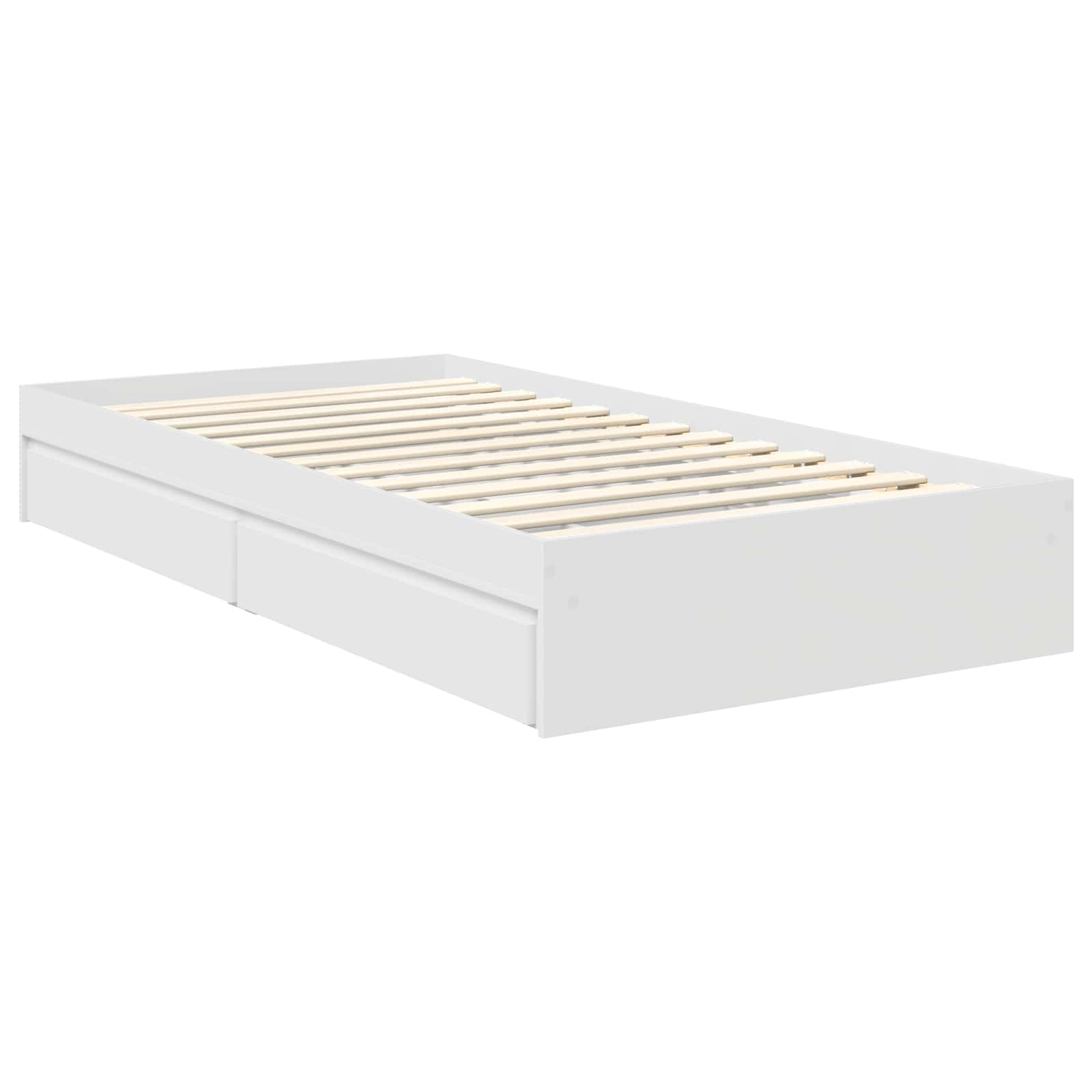 Storage Bed with Headboard White 90 x 190 cm Engineered Wood