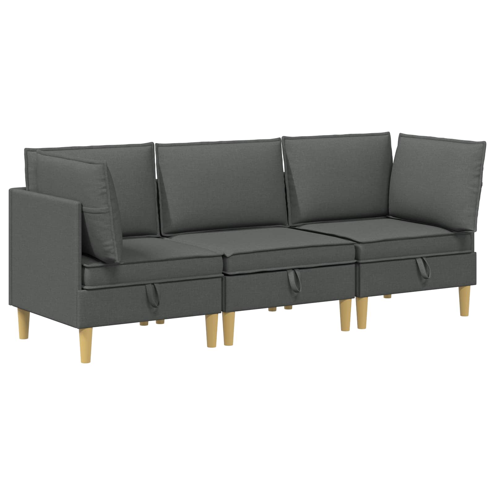 Modular Sofa Set with Storage 3 pcs Dark Grey Fabric