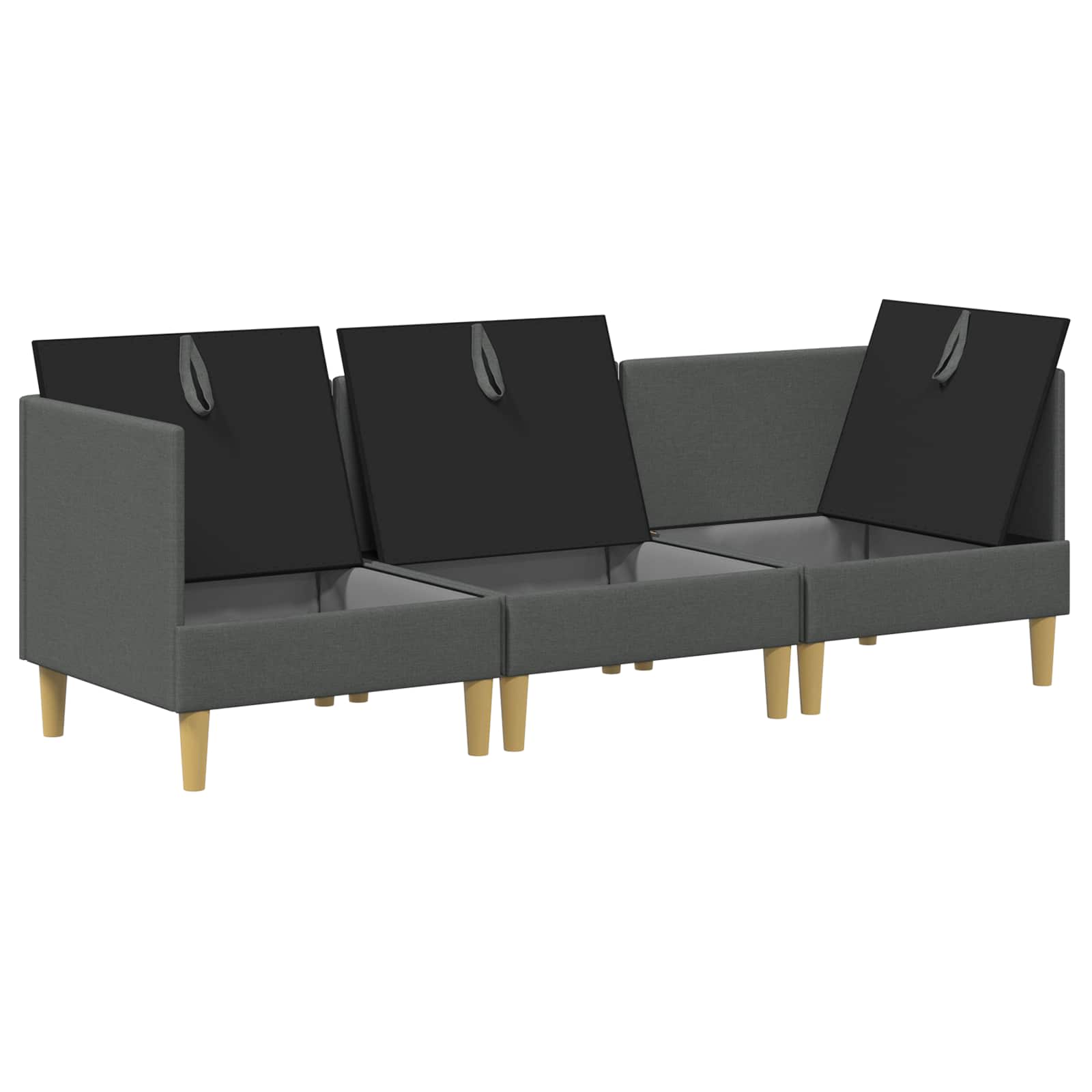 Modular Sofa Set with Storage 3 pcs Dark Grey Fabric