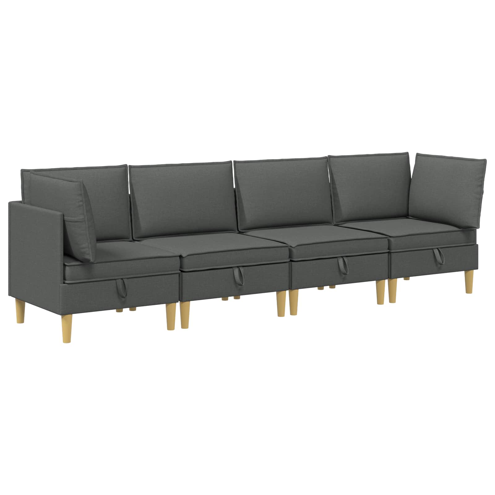 Modular Sofa Set with Storage 4 pcs Dark Grey Fabric