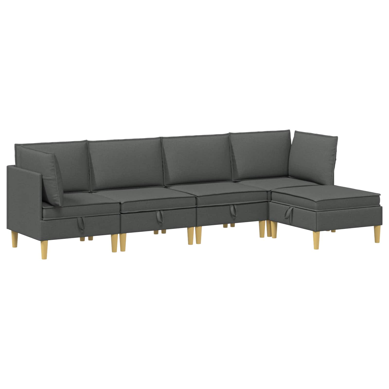 Modular Sofa Set with Storage 5 pcs Dark Grey Fabric