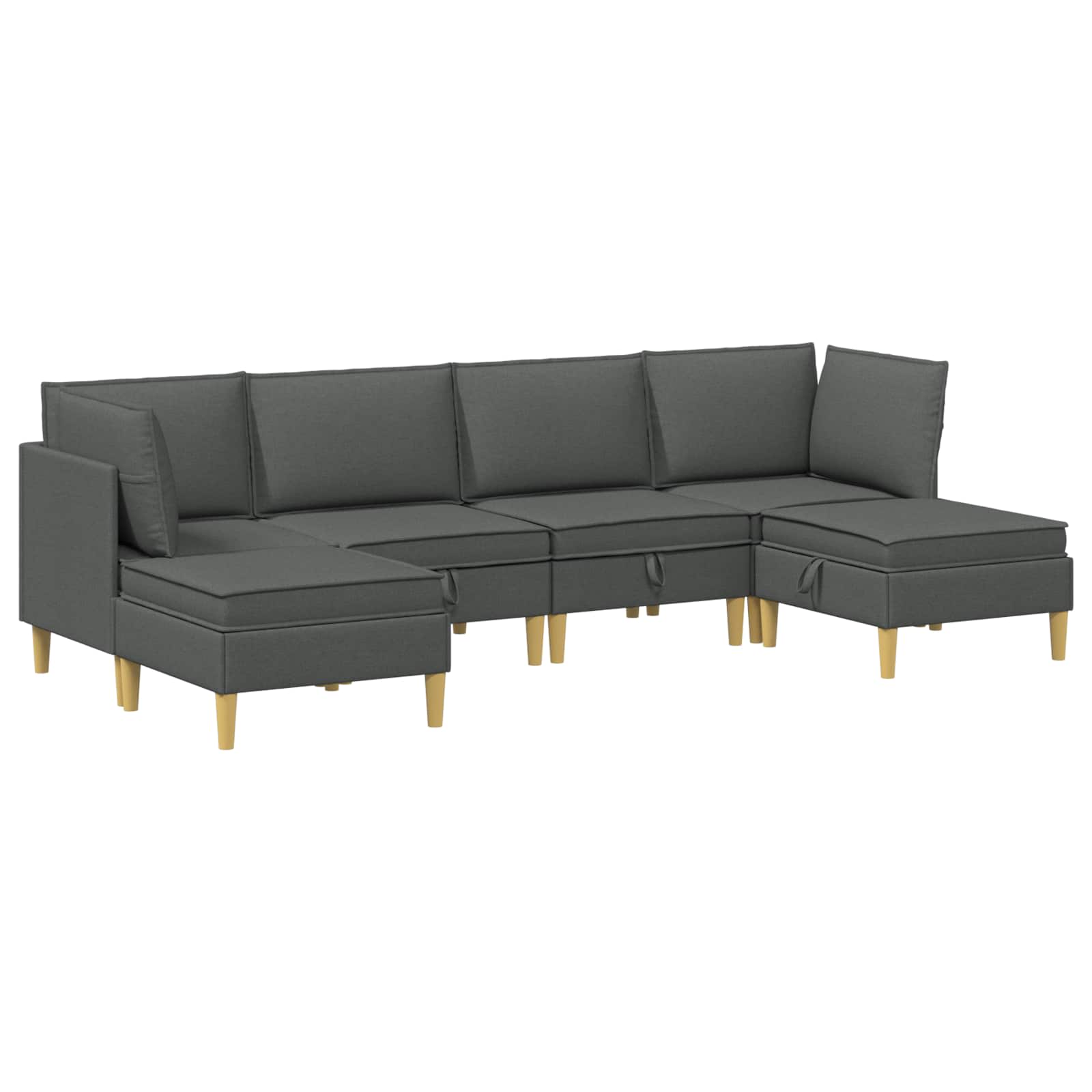 Modular Sofa Set with Storage 6 pcs Dark Grey Fabric