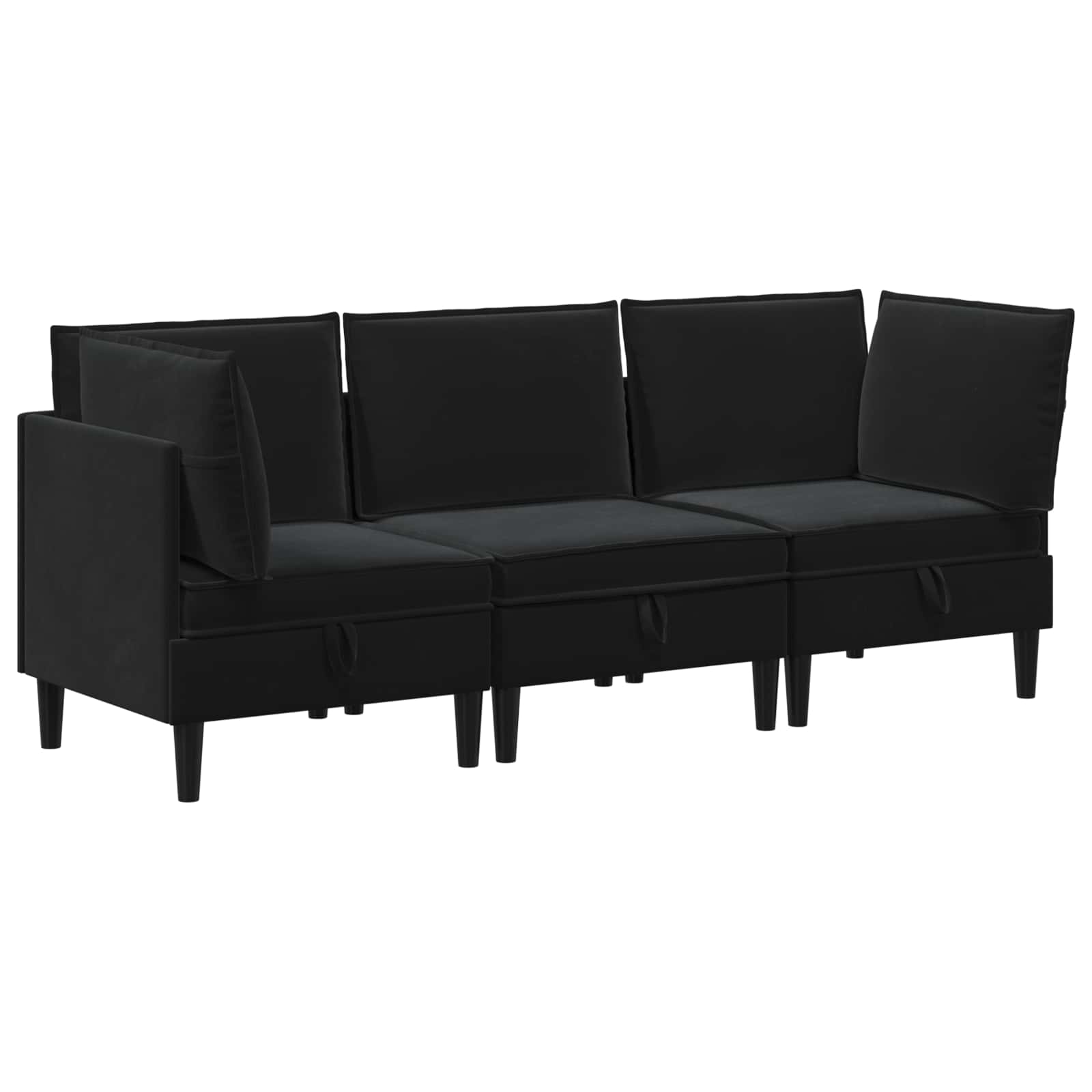 Living Room Furniture Set with Cushion 3 pcs Black Velvet