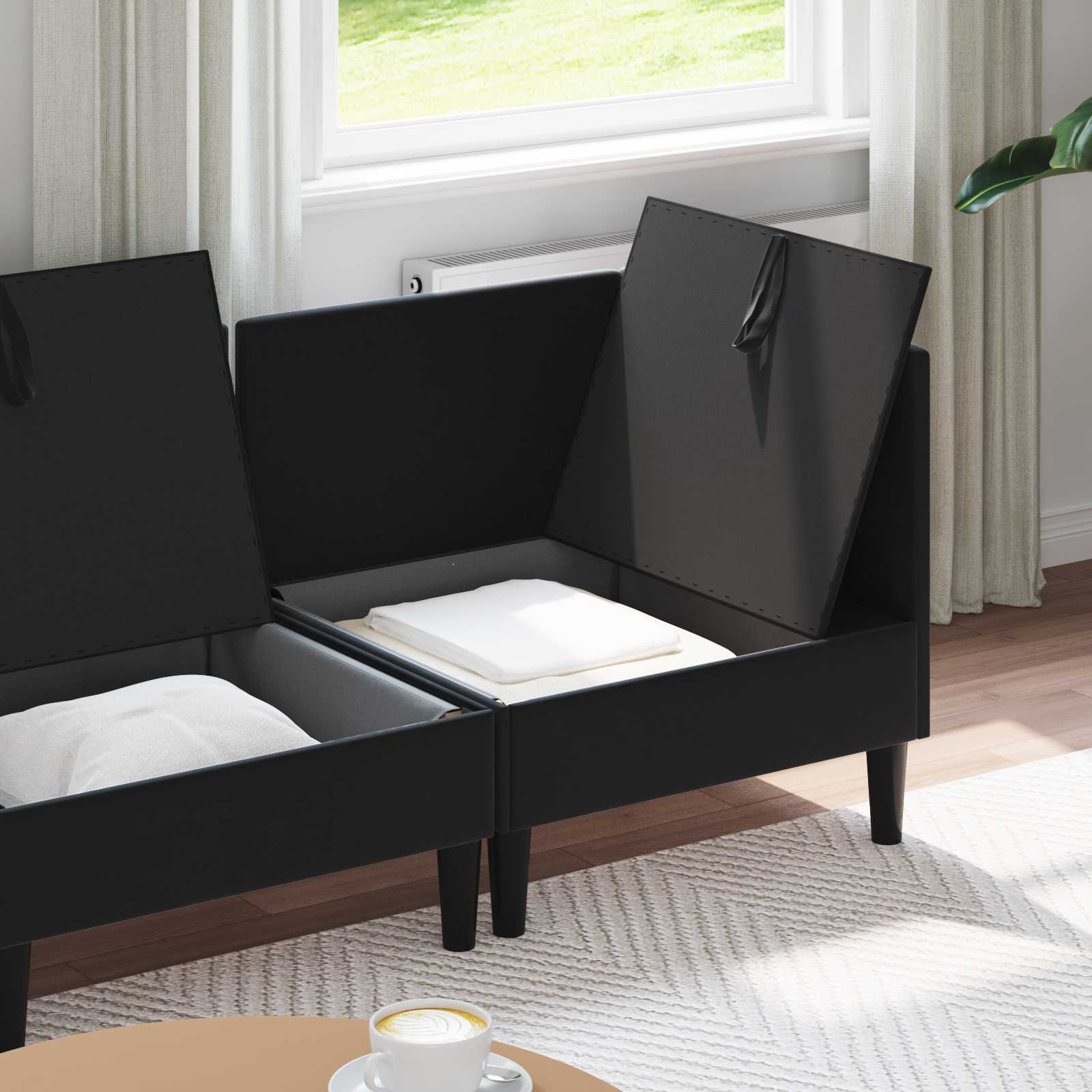 Living Room Furniture Set with Cushion 4 pcs Black Velvet