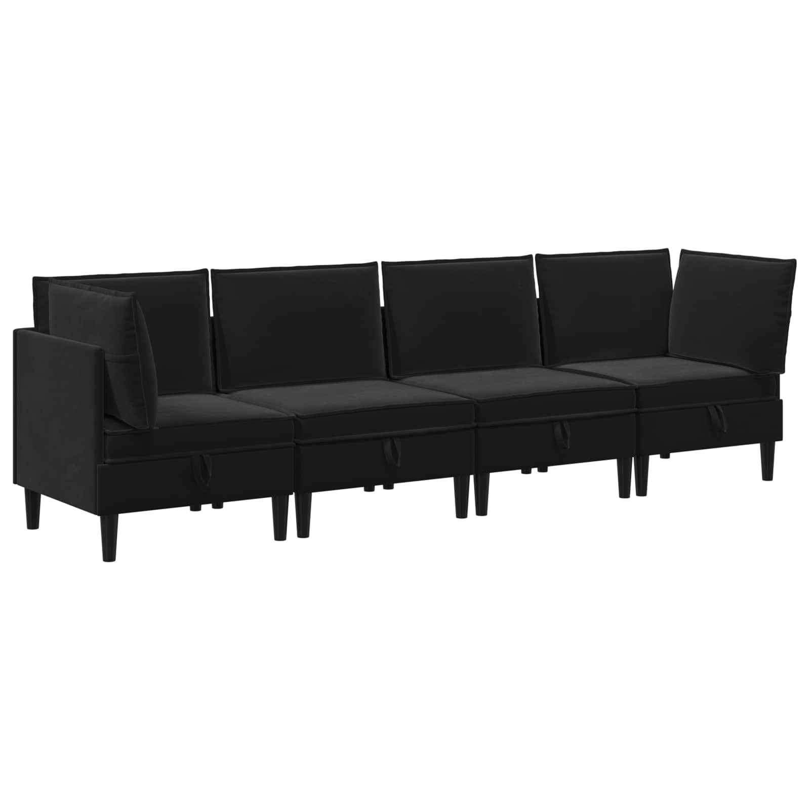 Living Room Furniture Set with Cushion 4 pcs Black Velvet