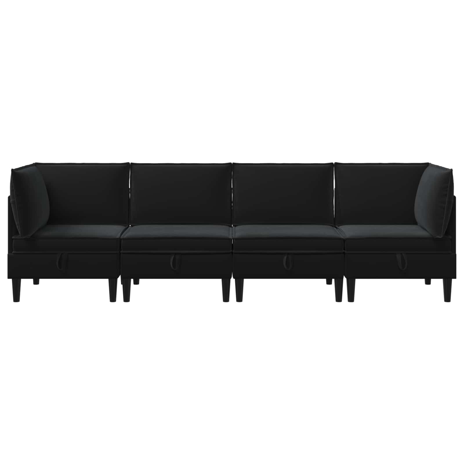 Living Room Furniture Set with Cushion 4 pcs Black Velvet
