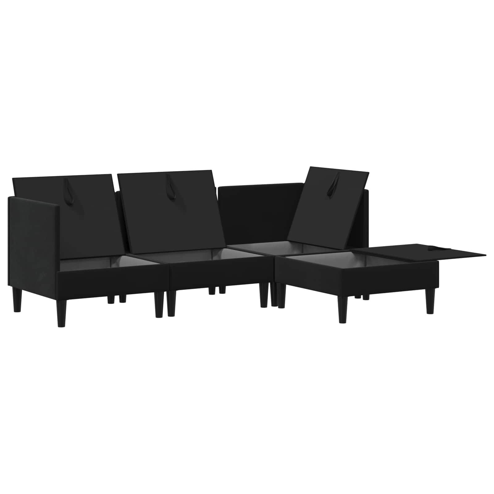 Living Room Furniture Set with Cushion 4 pcs Black Velvet
