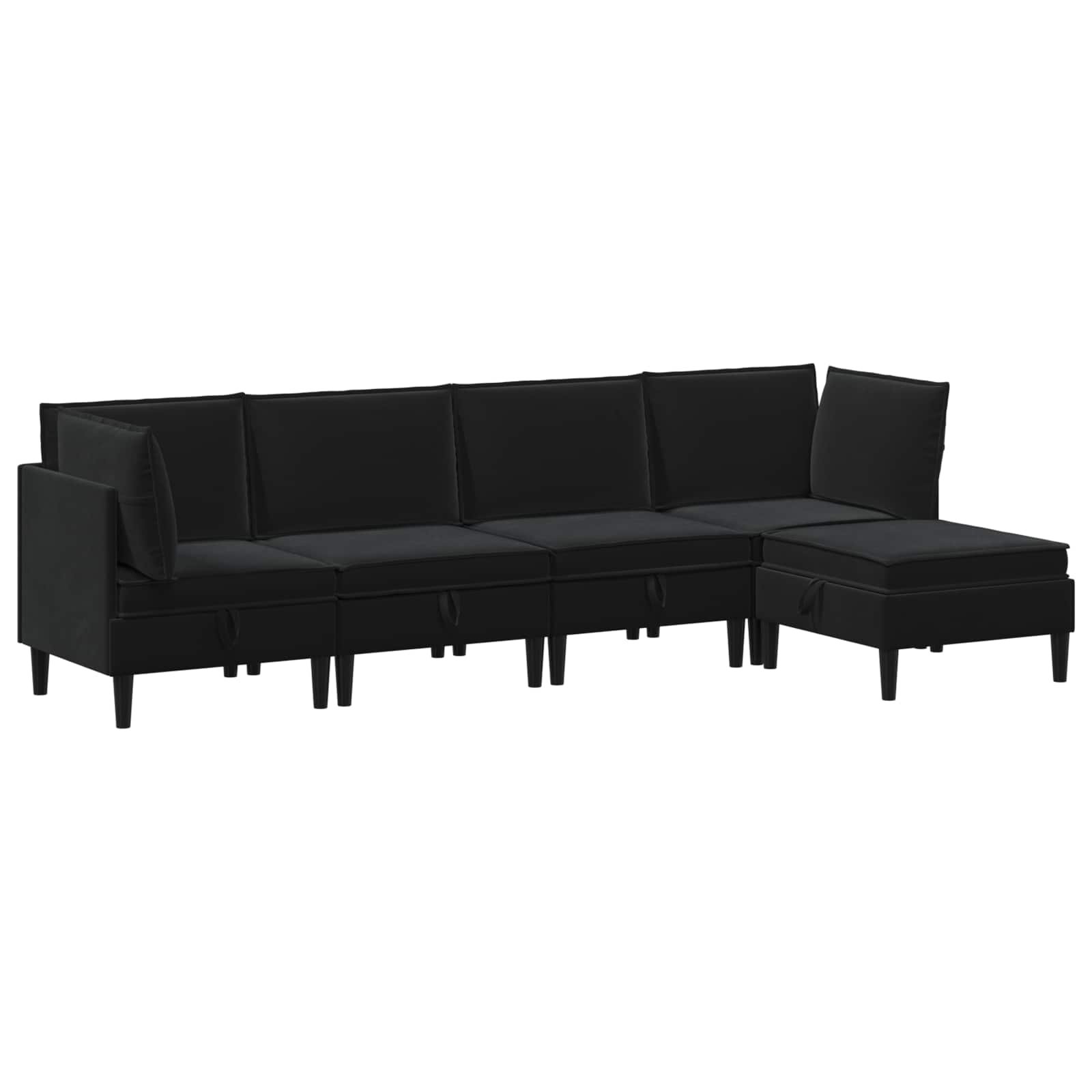 Living Room Furniture Set 5 pcs Black Velvet
