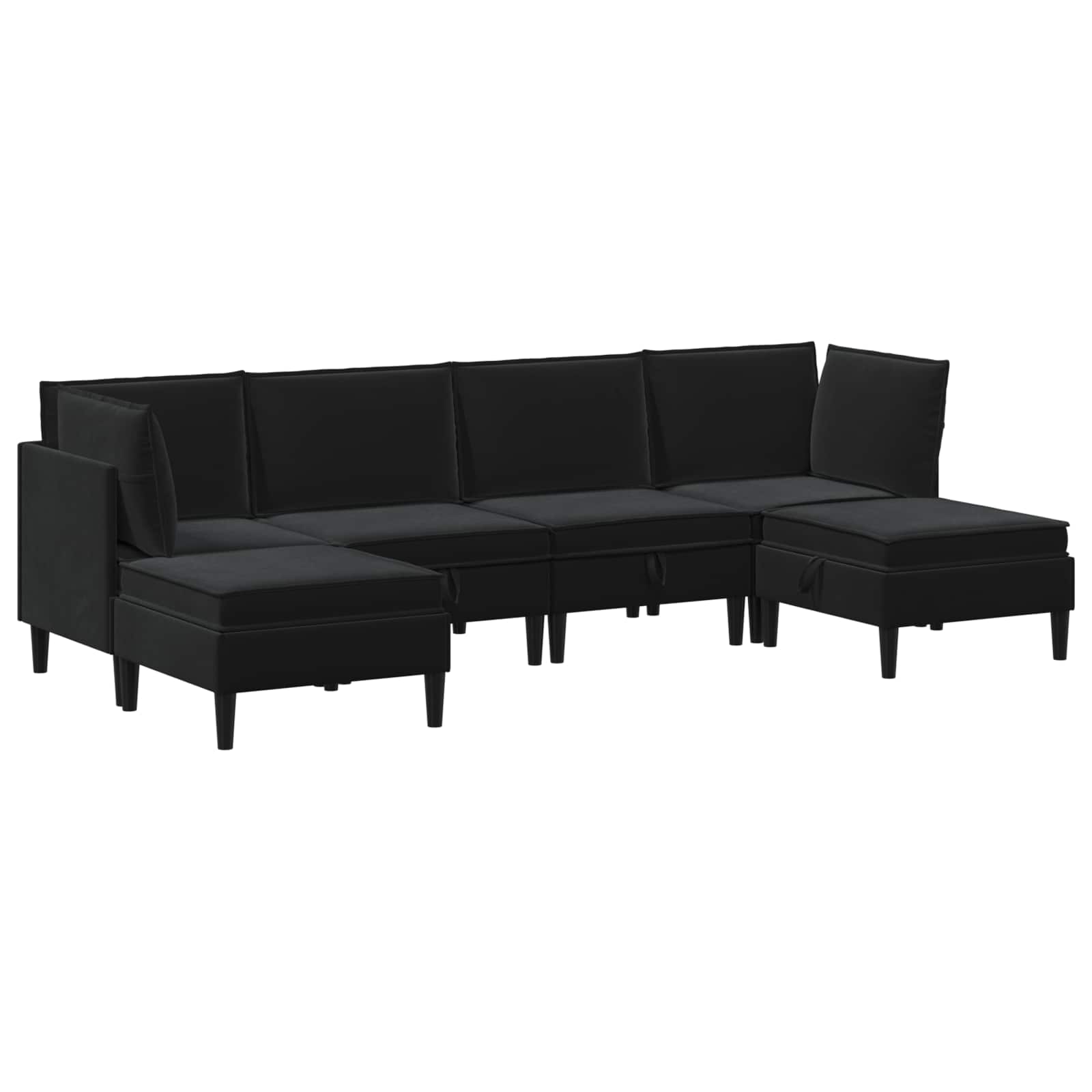 Living Room Furniture Set 6 pcs Black Velvet