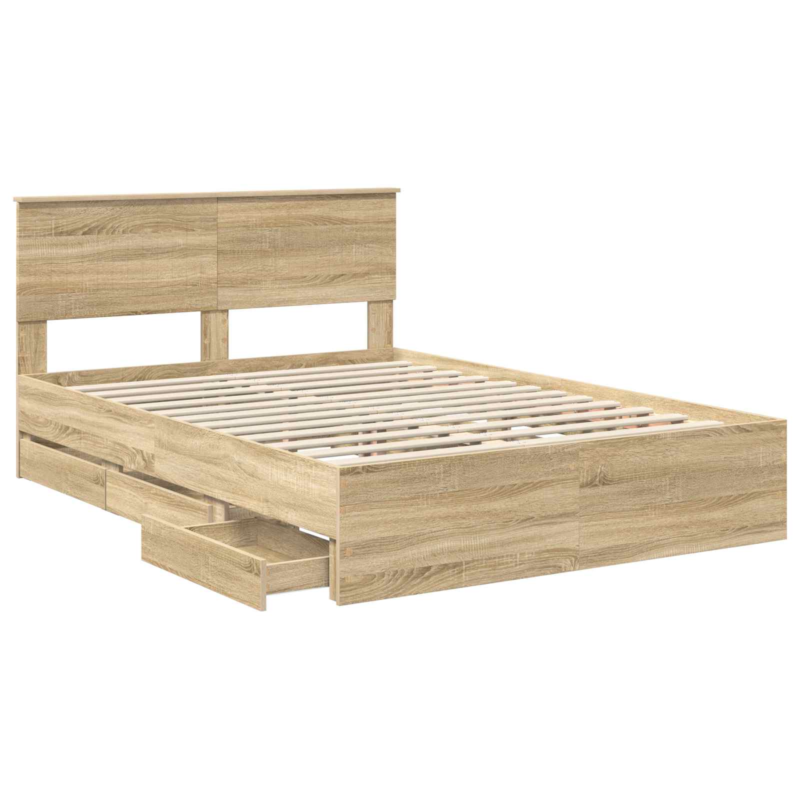 Bed Frame with Drawer Sonoma Oak 135 x 190 cm Engineered Wood