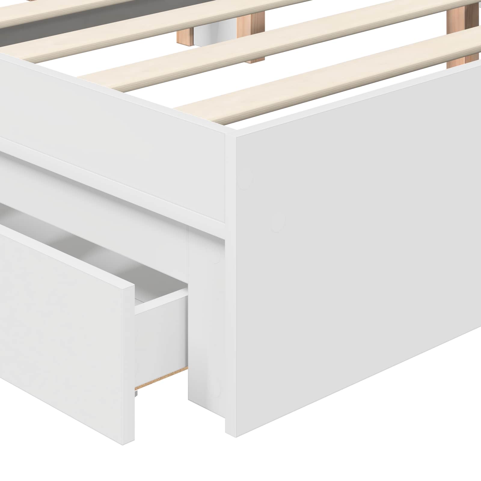 Storage Bed with Headboard White 150 x 200 cm Engineered Wood