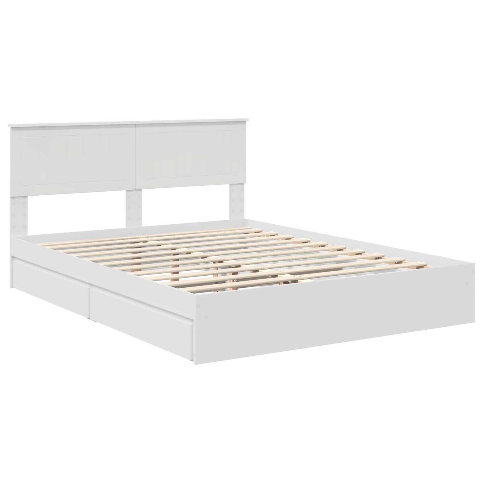 Storage Bed with Headboard White 150 x 200 cm Engineered Wood