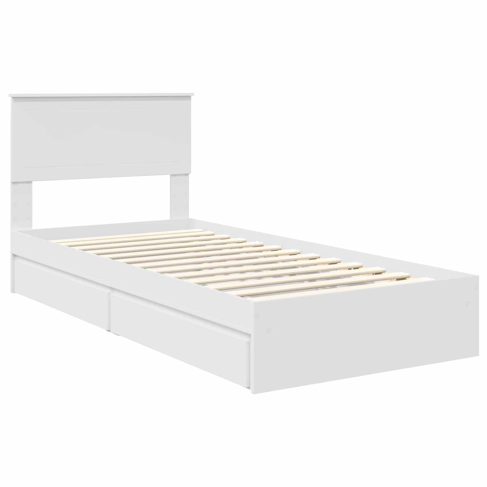 Storage Bed with Headboard White 90 x 190 cm Engineered Wood